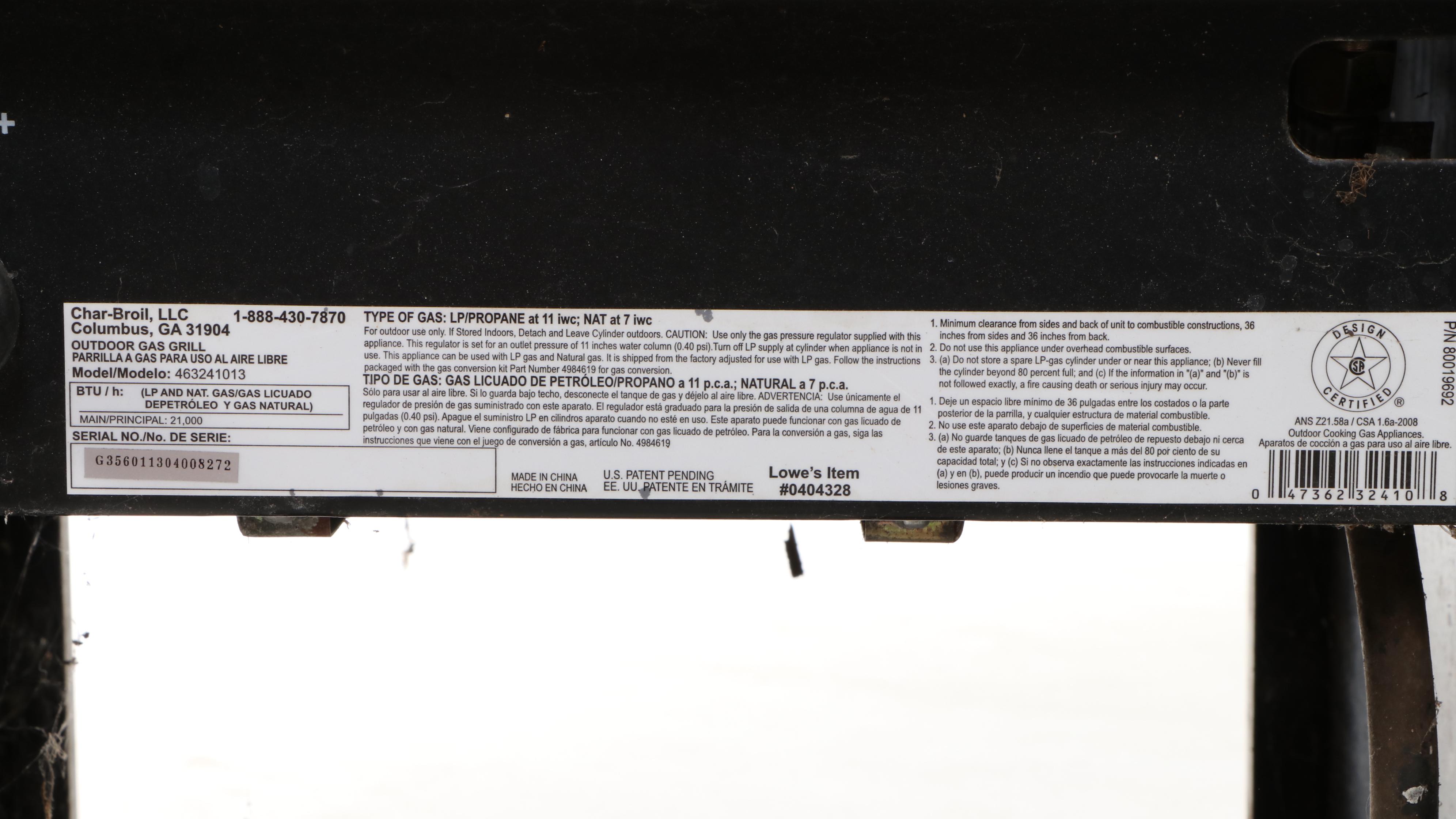 Char-Broil Commercial Tru Infrared Gas Grill