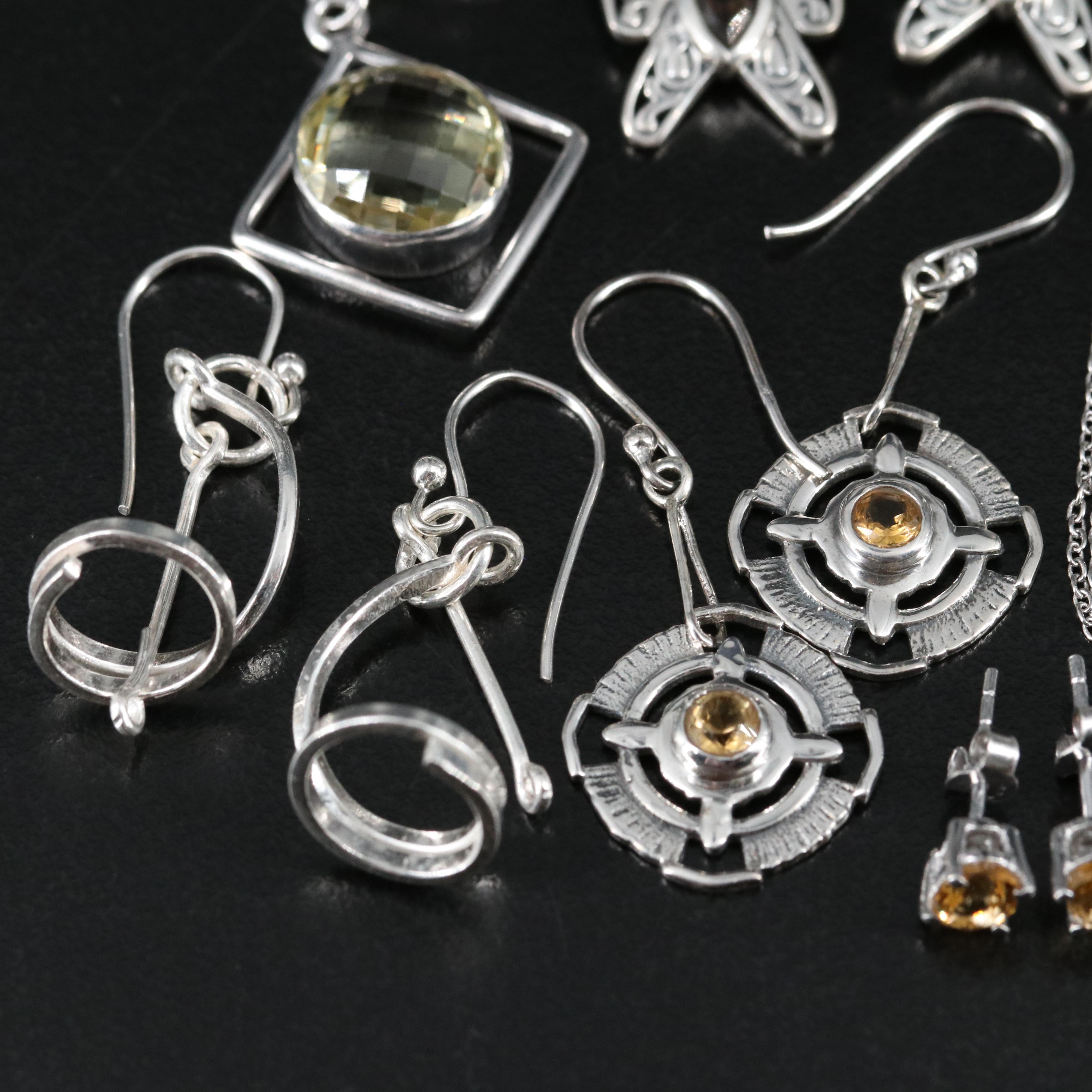 14 Assorted Sterling Silver Rings, Necklaces, and Earrings