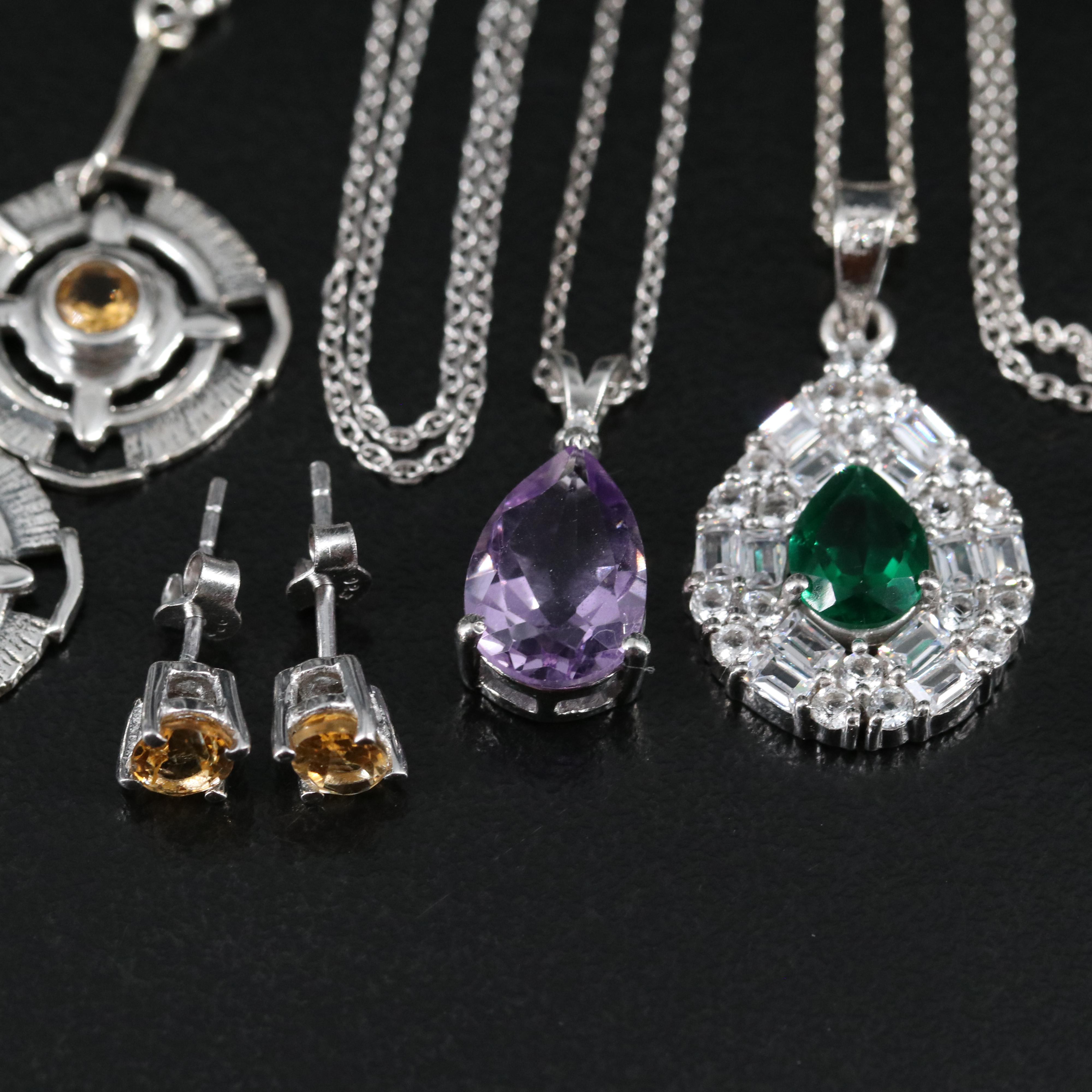 14 Assorted Sterling Silver Rings, Necklaces, and Earrings