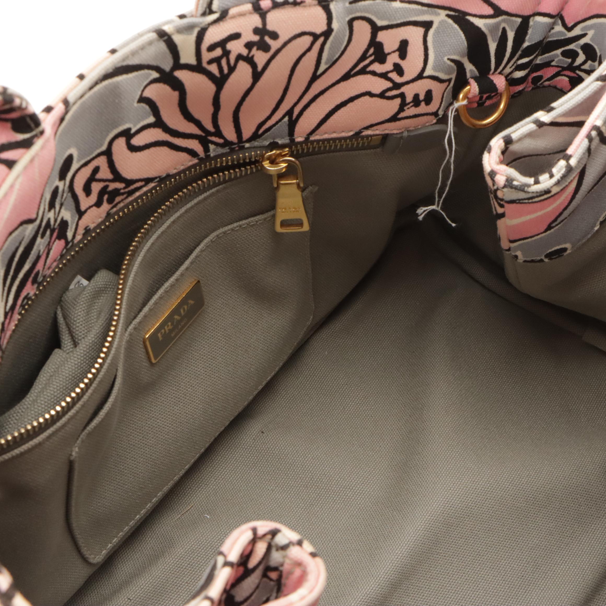 Prada Floral Print Canvas Stampata Tote Bag