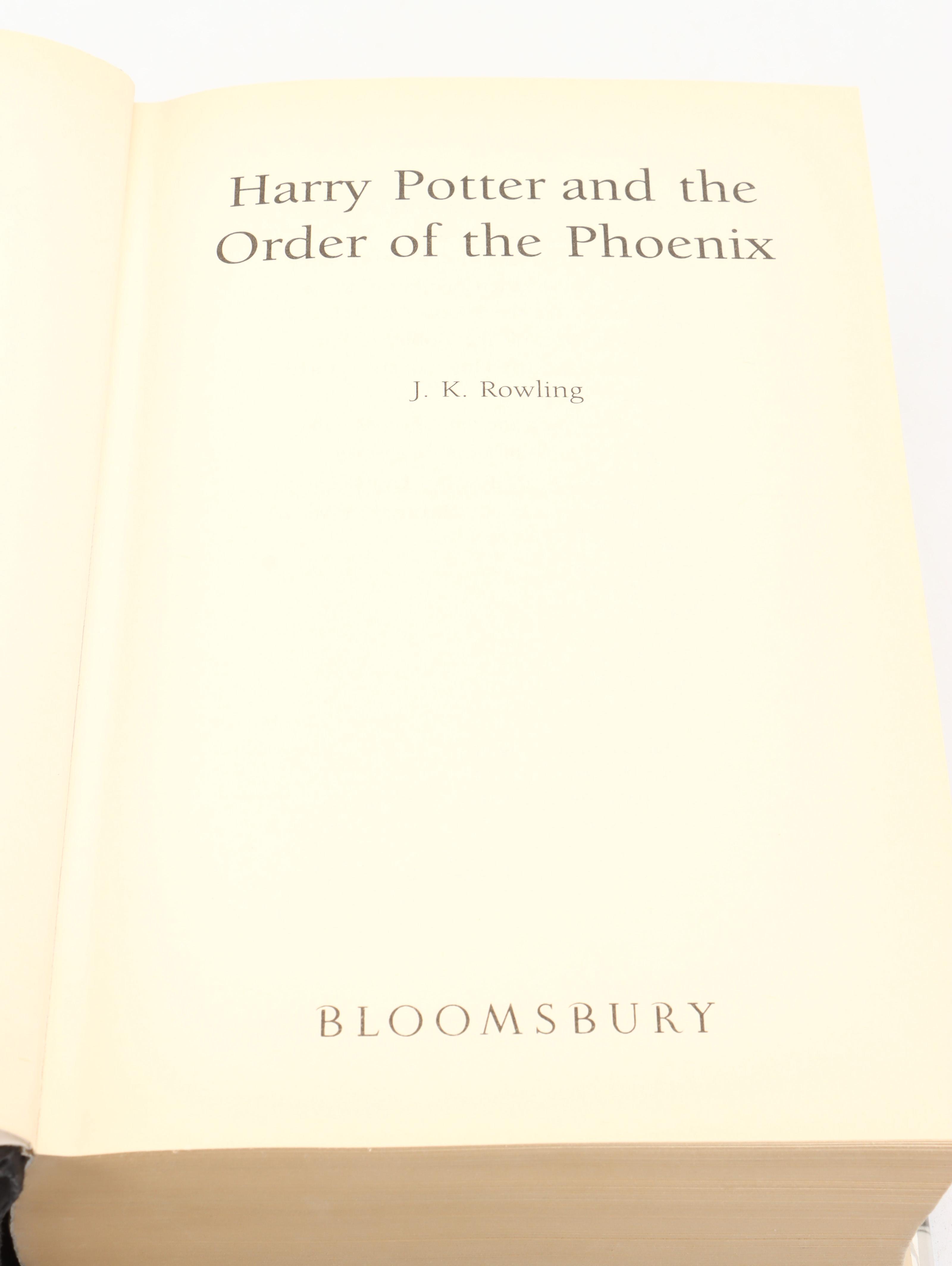 First UK Adult Edition "Harry Potter and the Order of the Phoenix" by Rowling