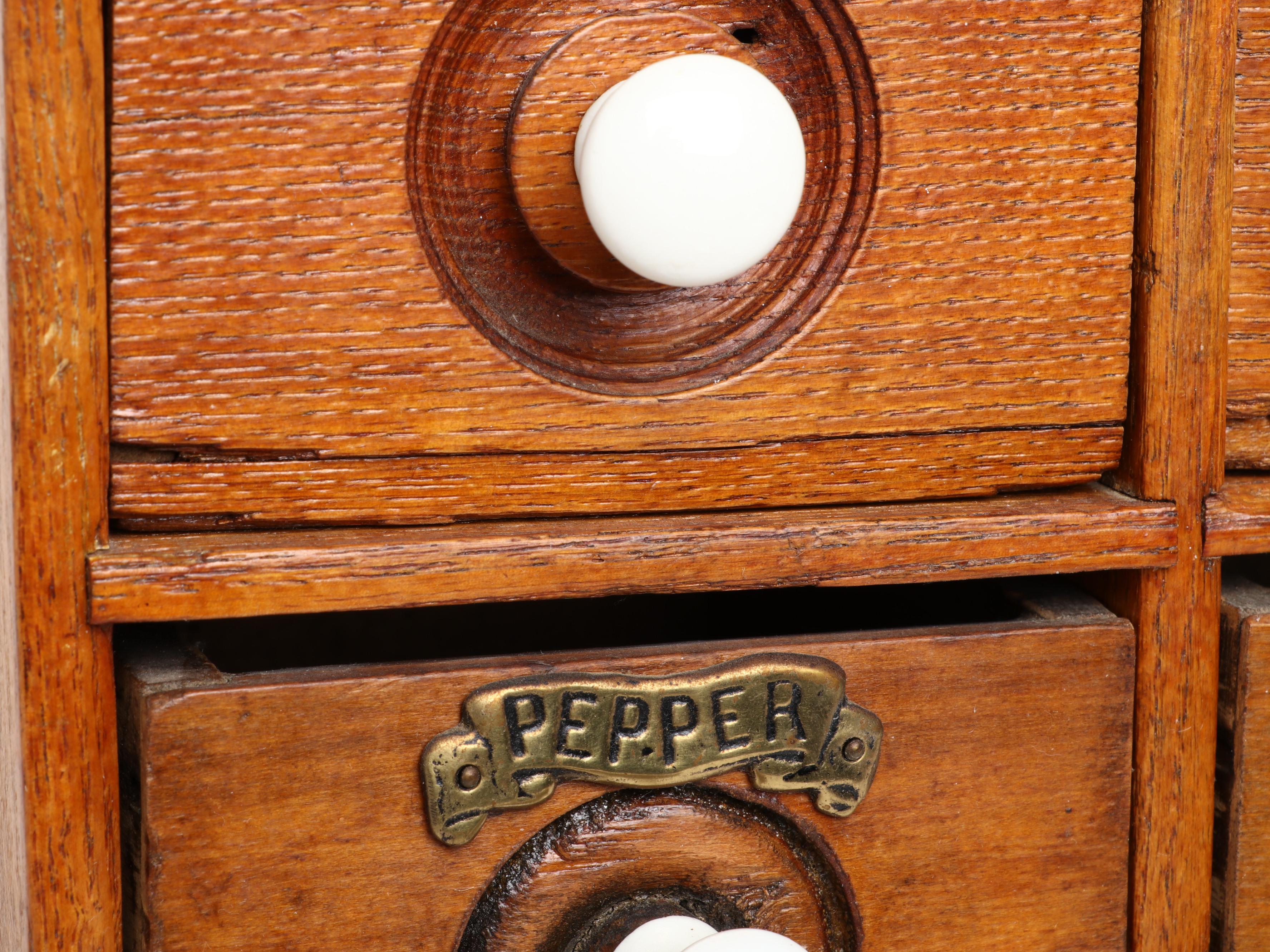 Wooden Hanging Spice Cabinet with Ceramic Knobs