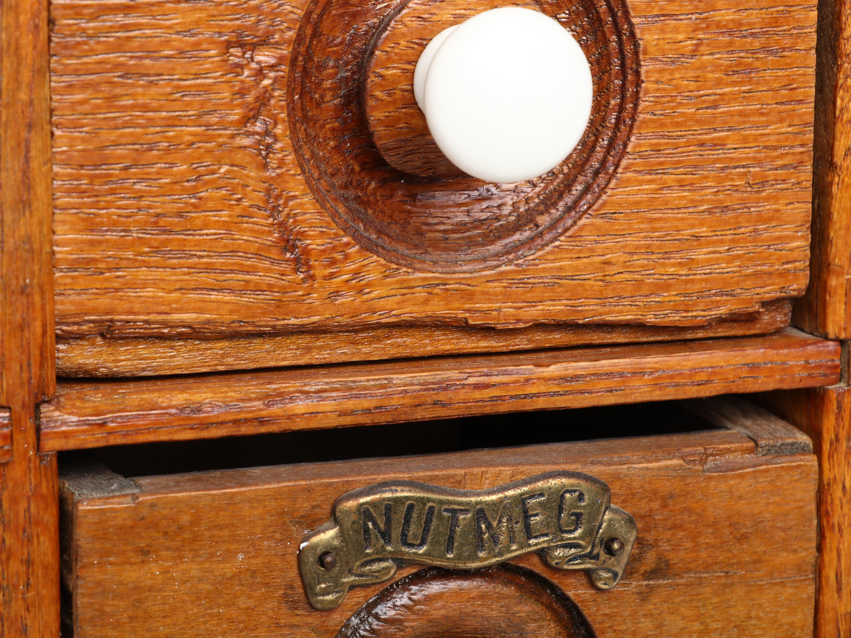 Wooden Hanging Spice Cabinet with Ceramic Knobs