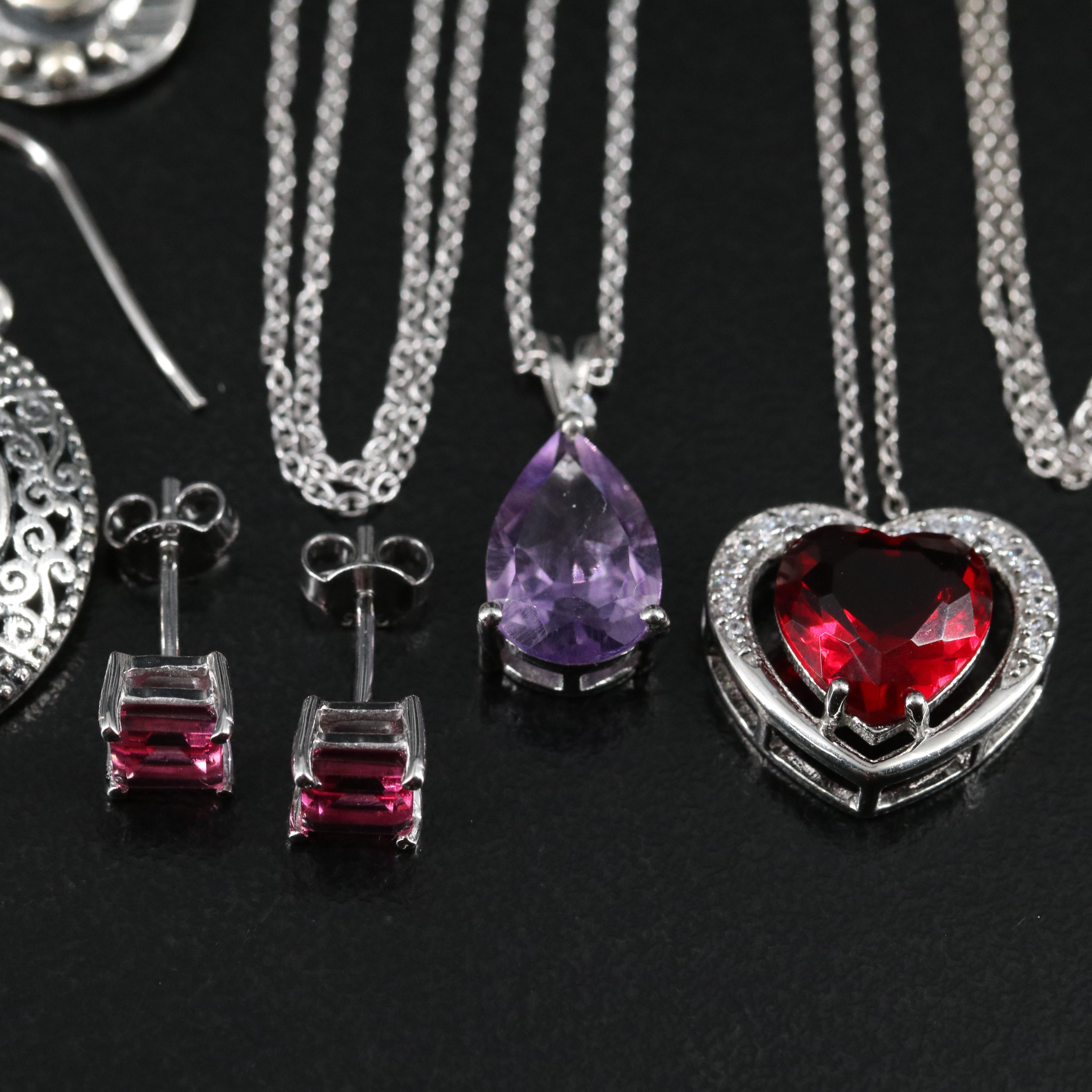 14 Assorted Sterling Silver Rings, Necklaces, and Earrings