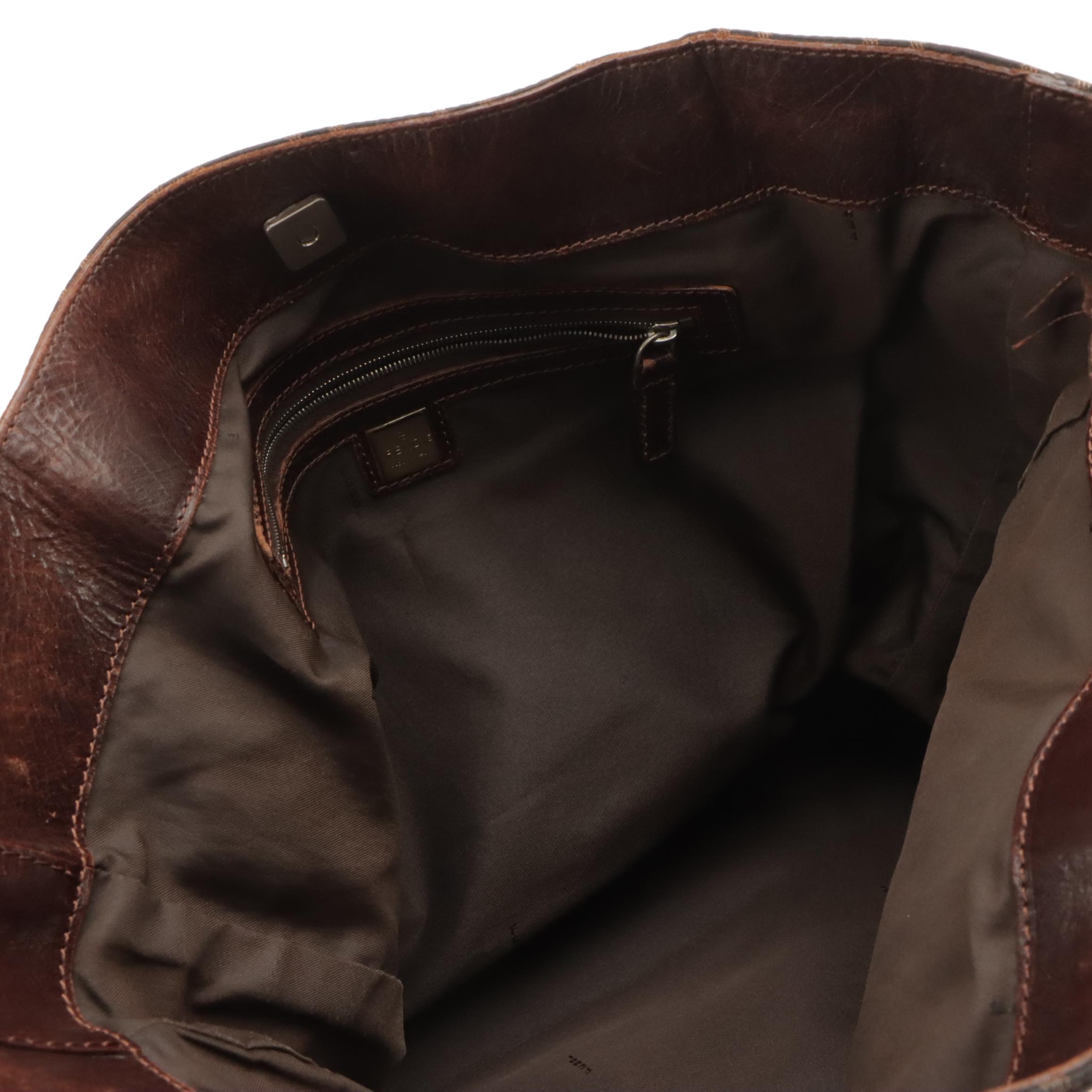 Fendi Tote in Zucca Jacquard Canvas and Leather