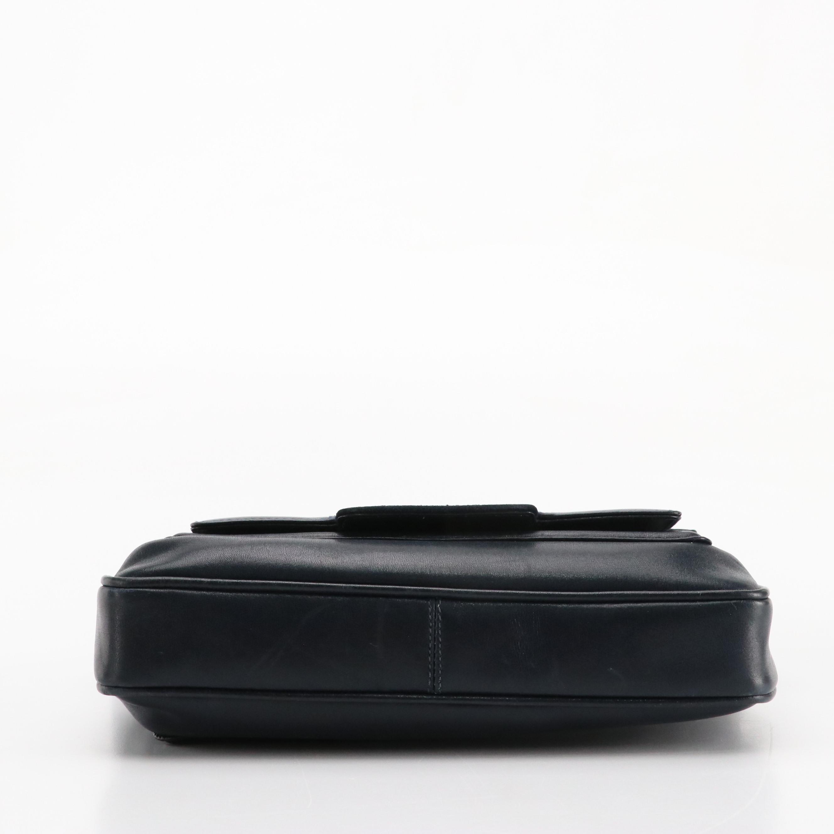 Gucci Navy Leather and Suede Front-Flap Shoulder Bag