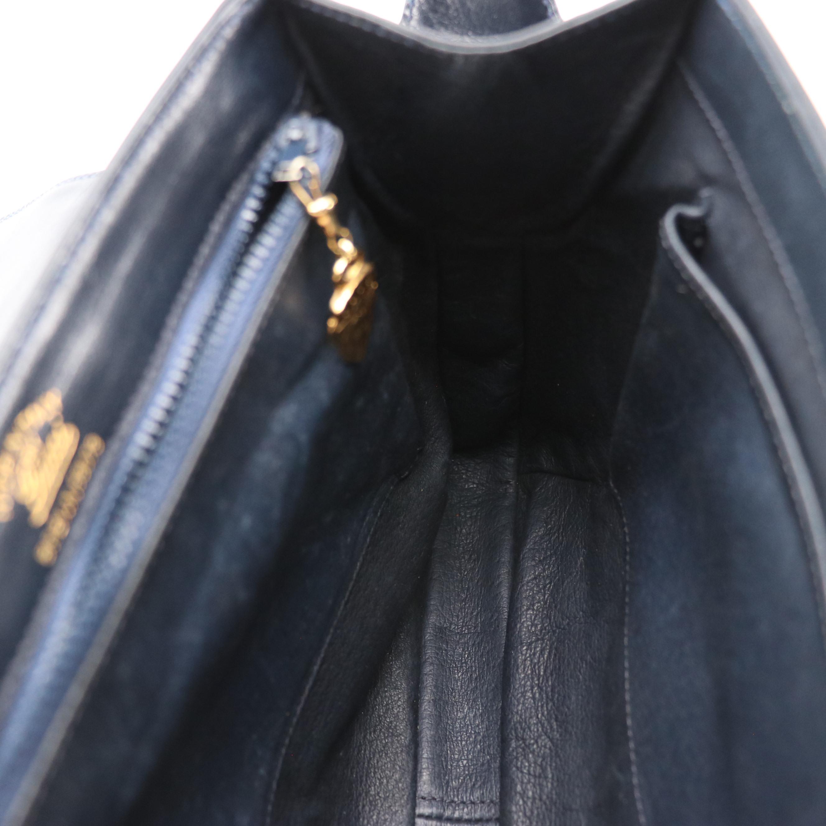 Gucci Navy Leather and Suede Front-Flap Shoulder Bag