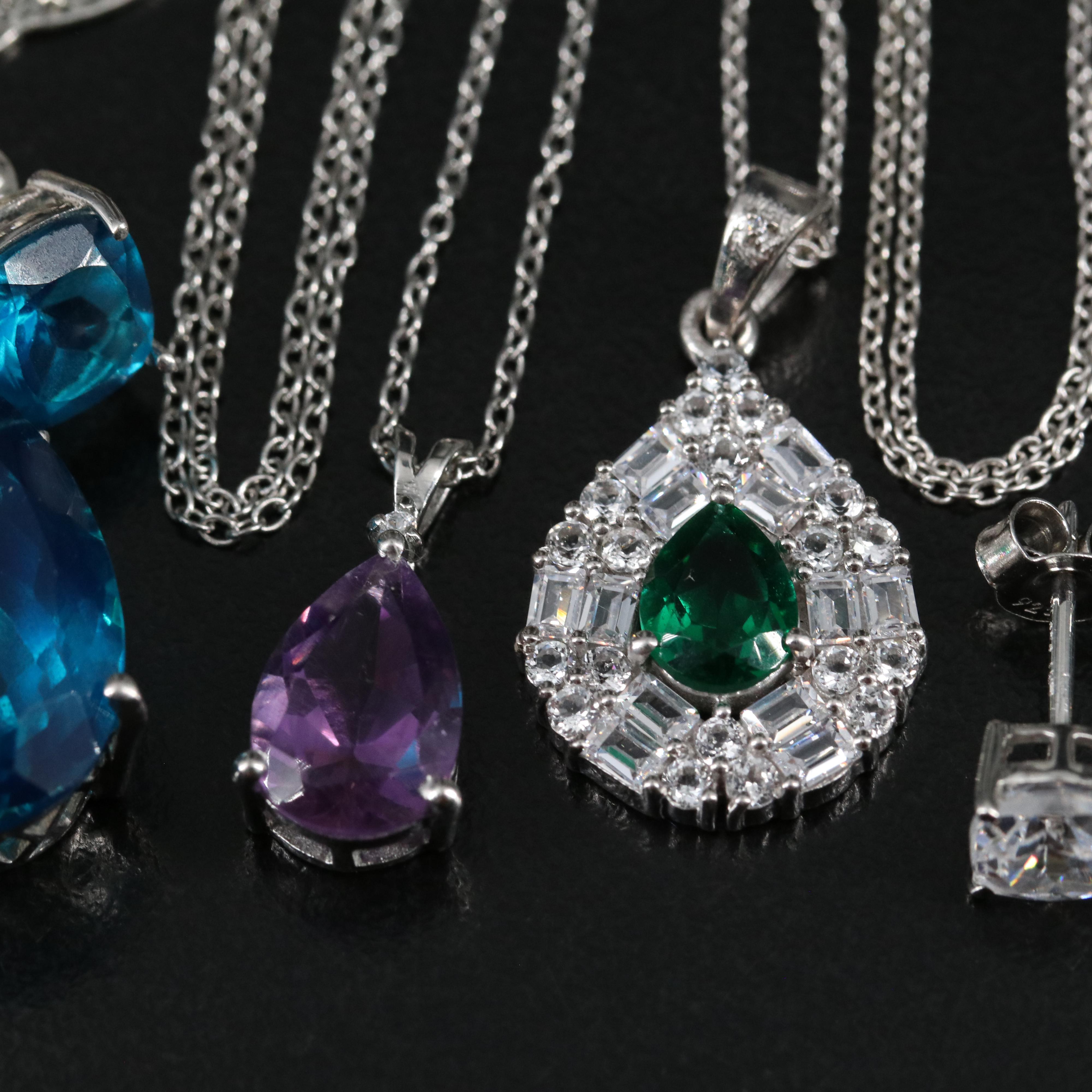 14 Assorted Sterling Silver Rings, Necklaces, and Earrings