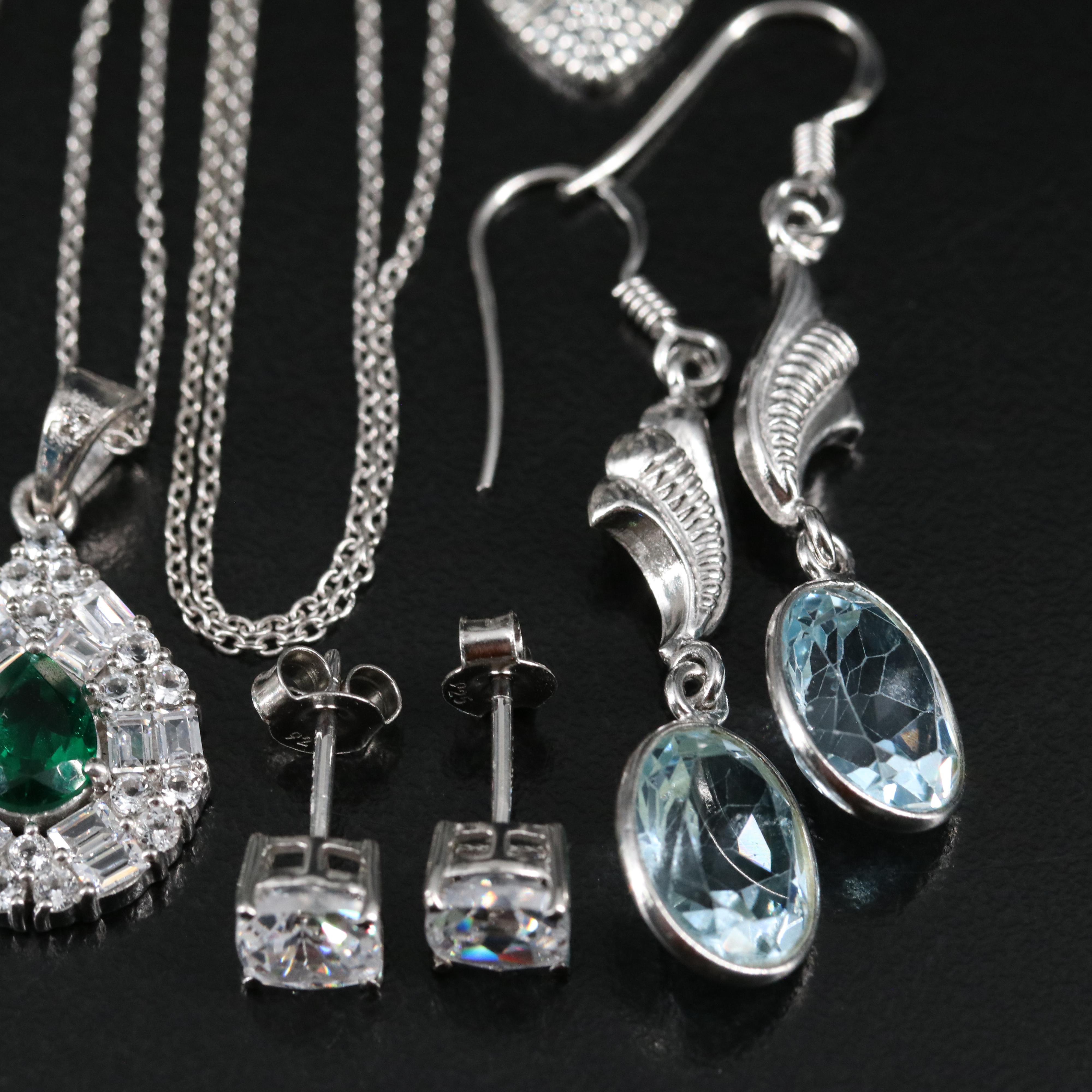 14 Assorted Sterling Silver Rings, Necklaces, and Earrings