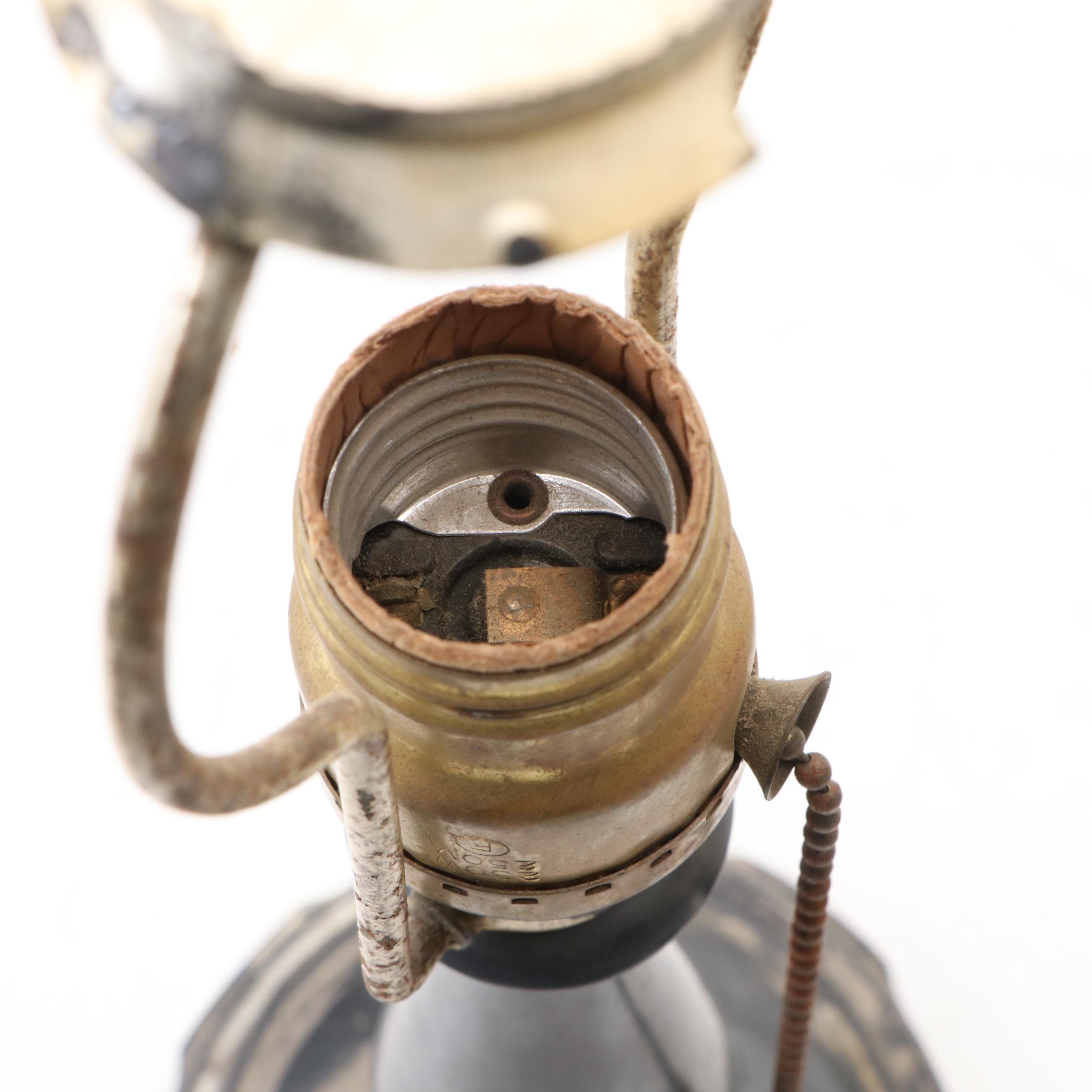 Moe-Bridges and Other Reverse-Decorated Glass Shade Table Lamp