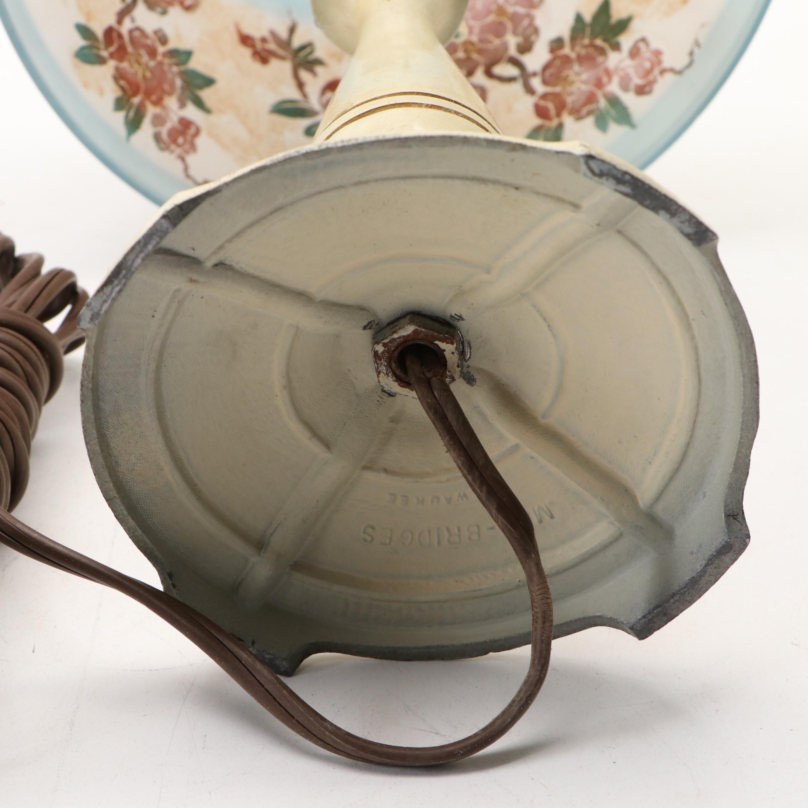 Moe-Bridges and Other Reverse-Decorated Glass Shade Table Lamp