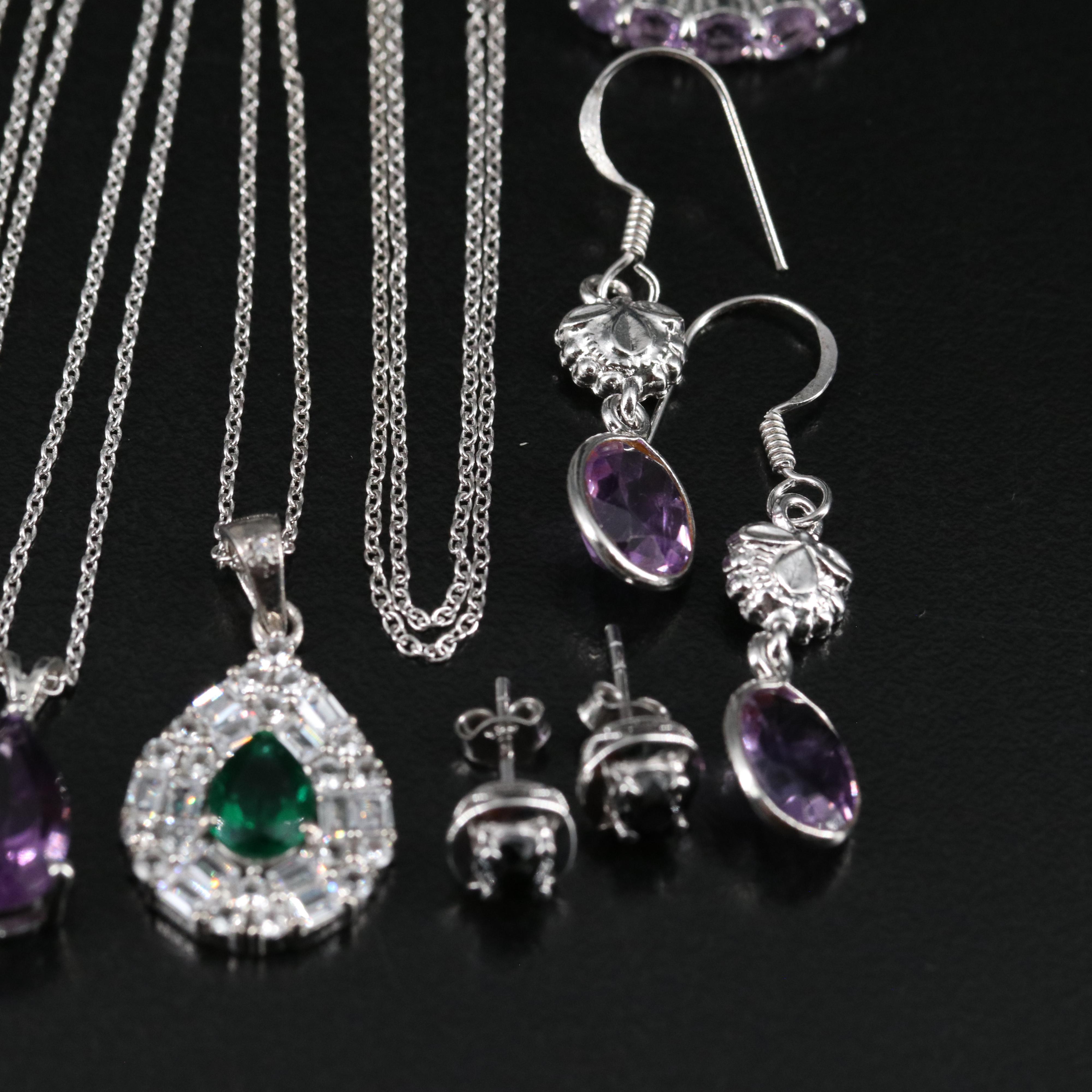 14 Assorted Sterling Silver Rings, Necklaces, and Earrings