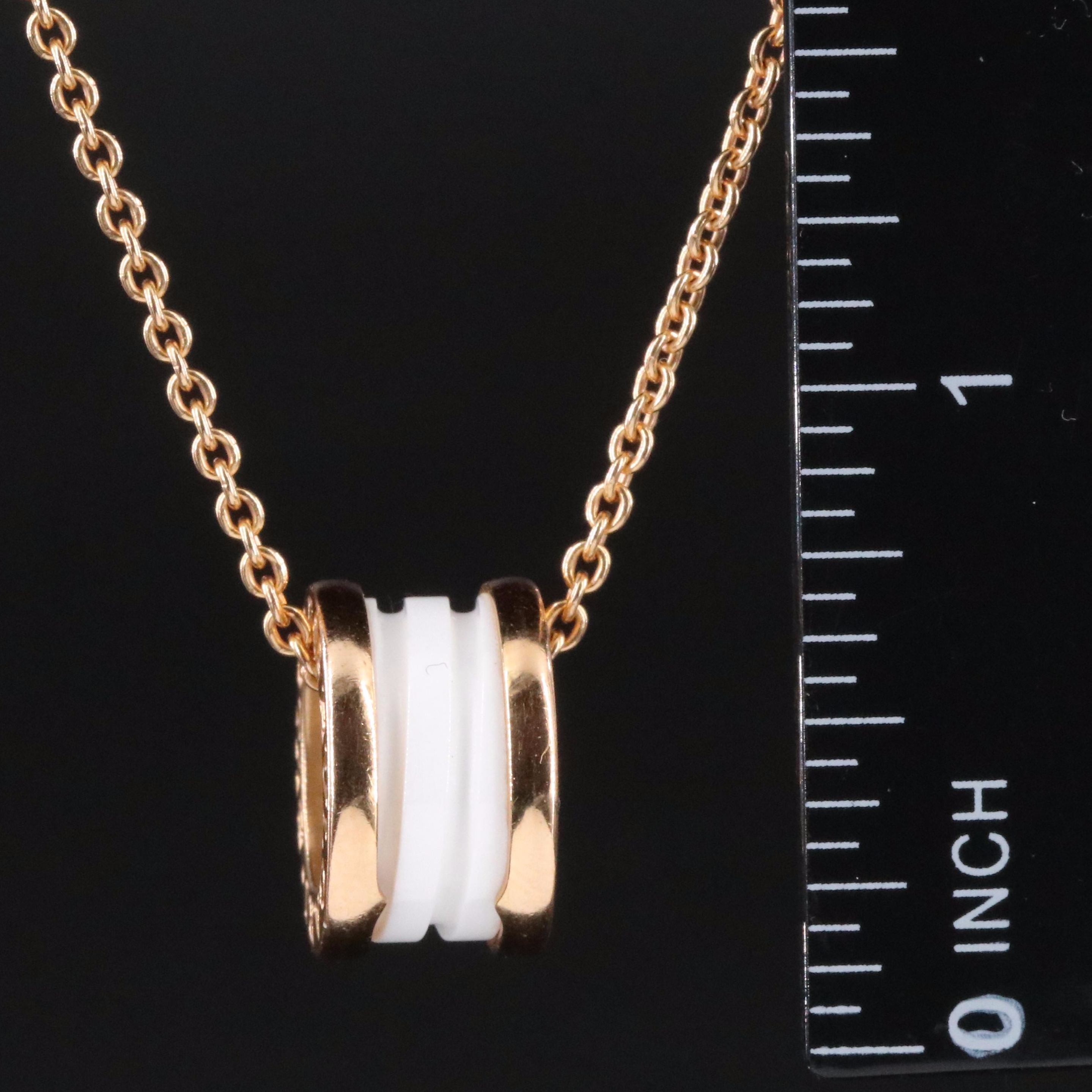 Bulgari BVLGARI B.Zero1 18K Rose Gold and White Ceramic Necklace
