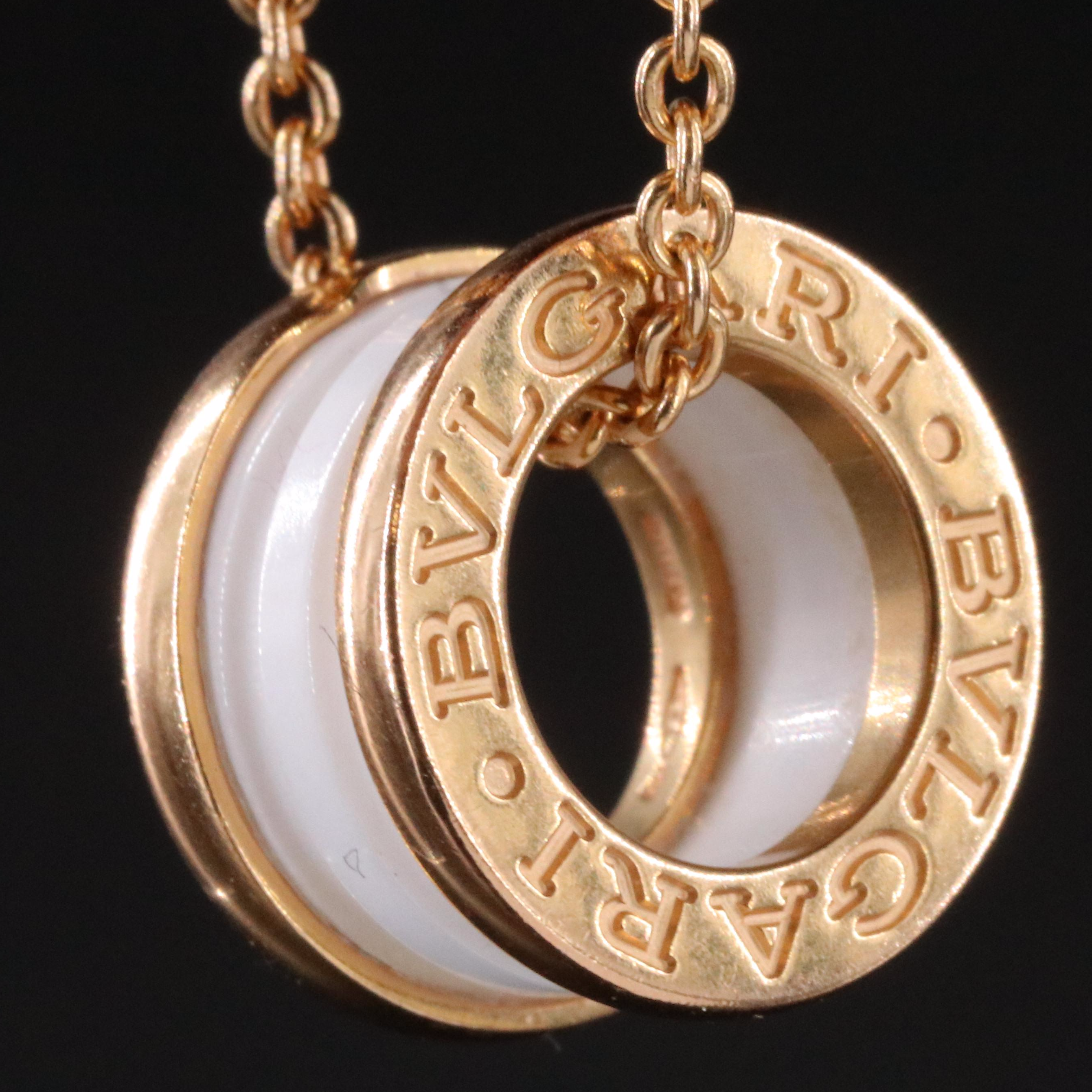 Bulgari BVLGARI B.Zero1 18K Rose Gold and White Ceramic Necklace