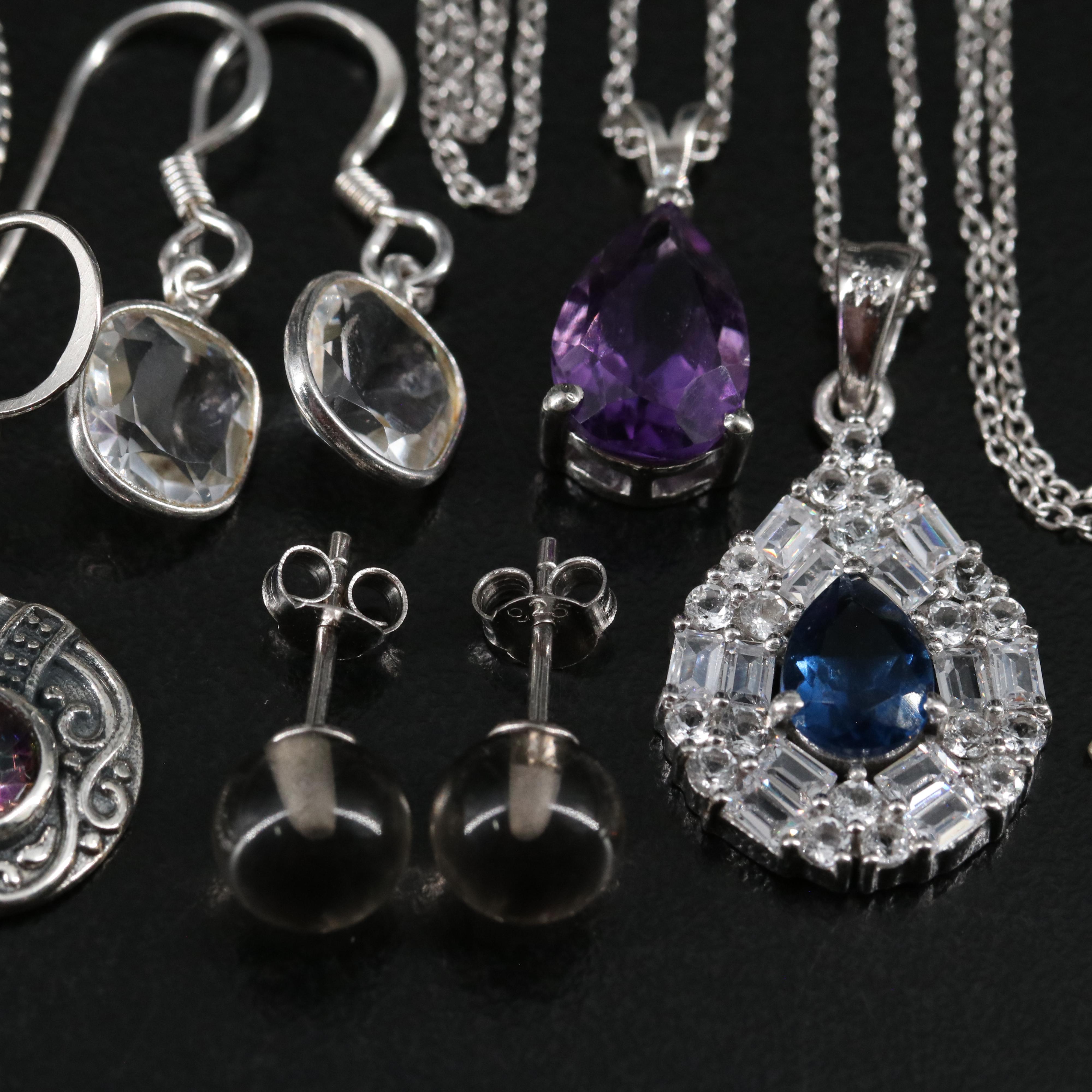 14 Assorted Sterling Silver Rings, Necklaces, and Earrings