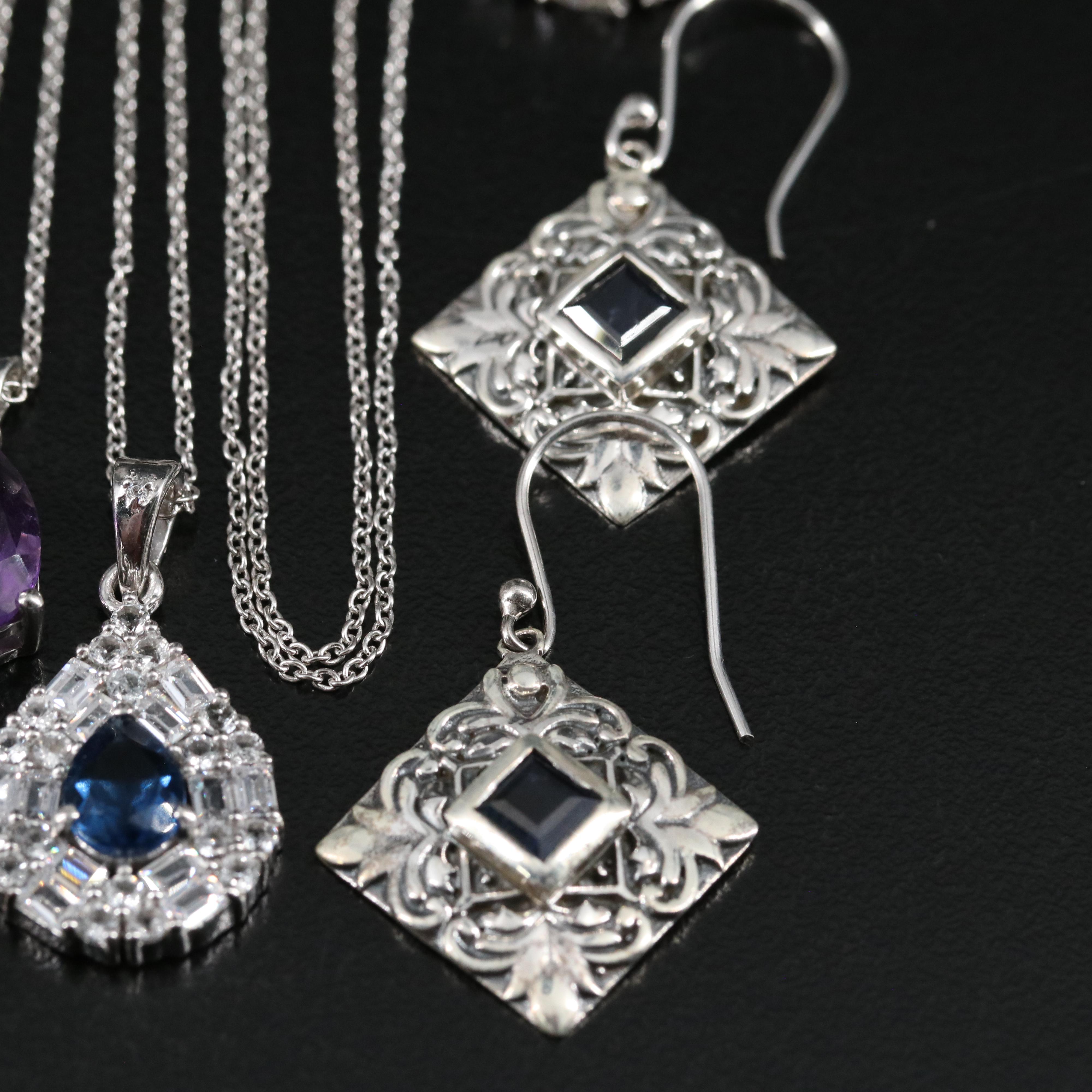 14 Assorted Sterling Silver Rings, Necklaces, and Earrings