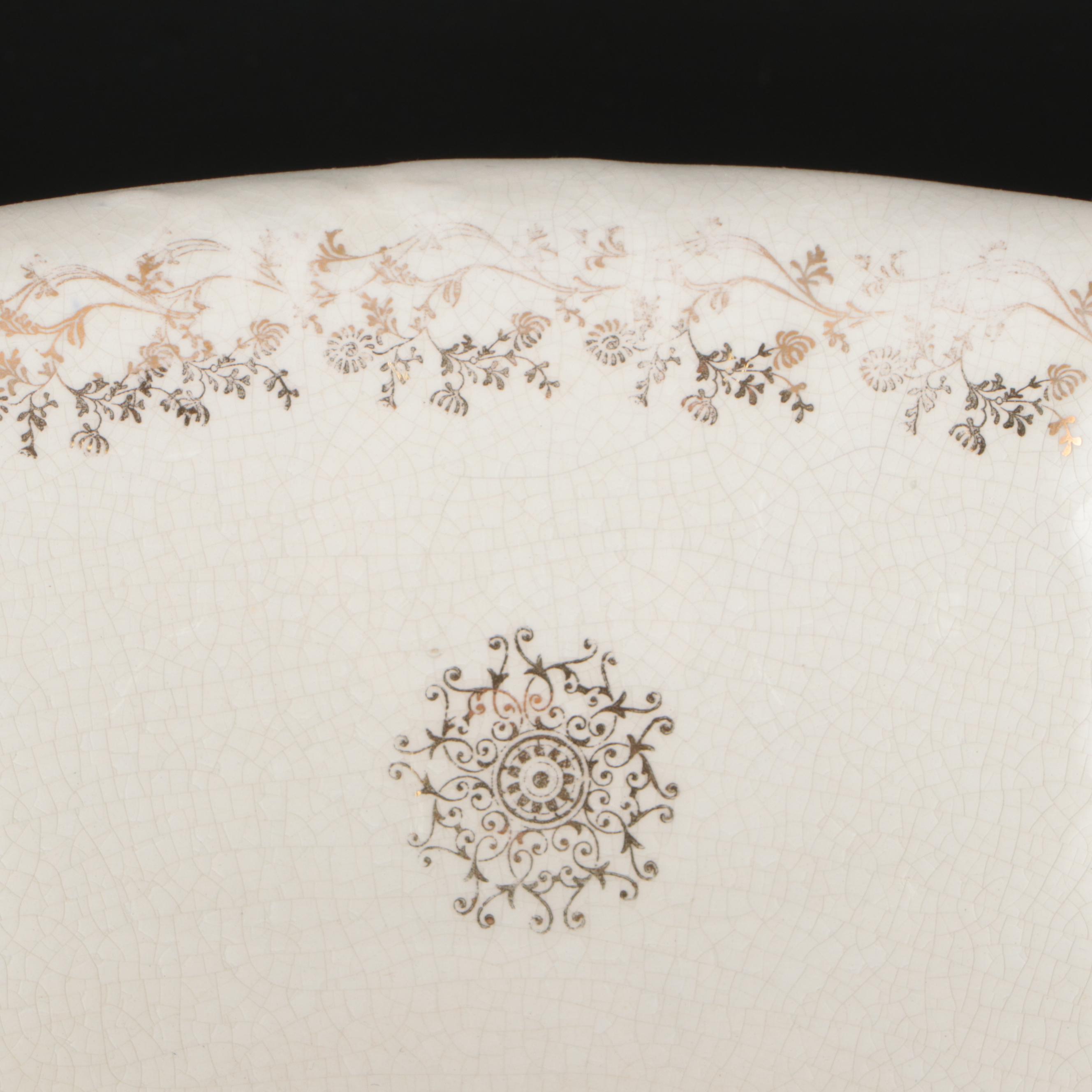 Homer Laughlin Gilt Ceramic Pitcher and Basin