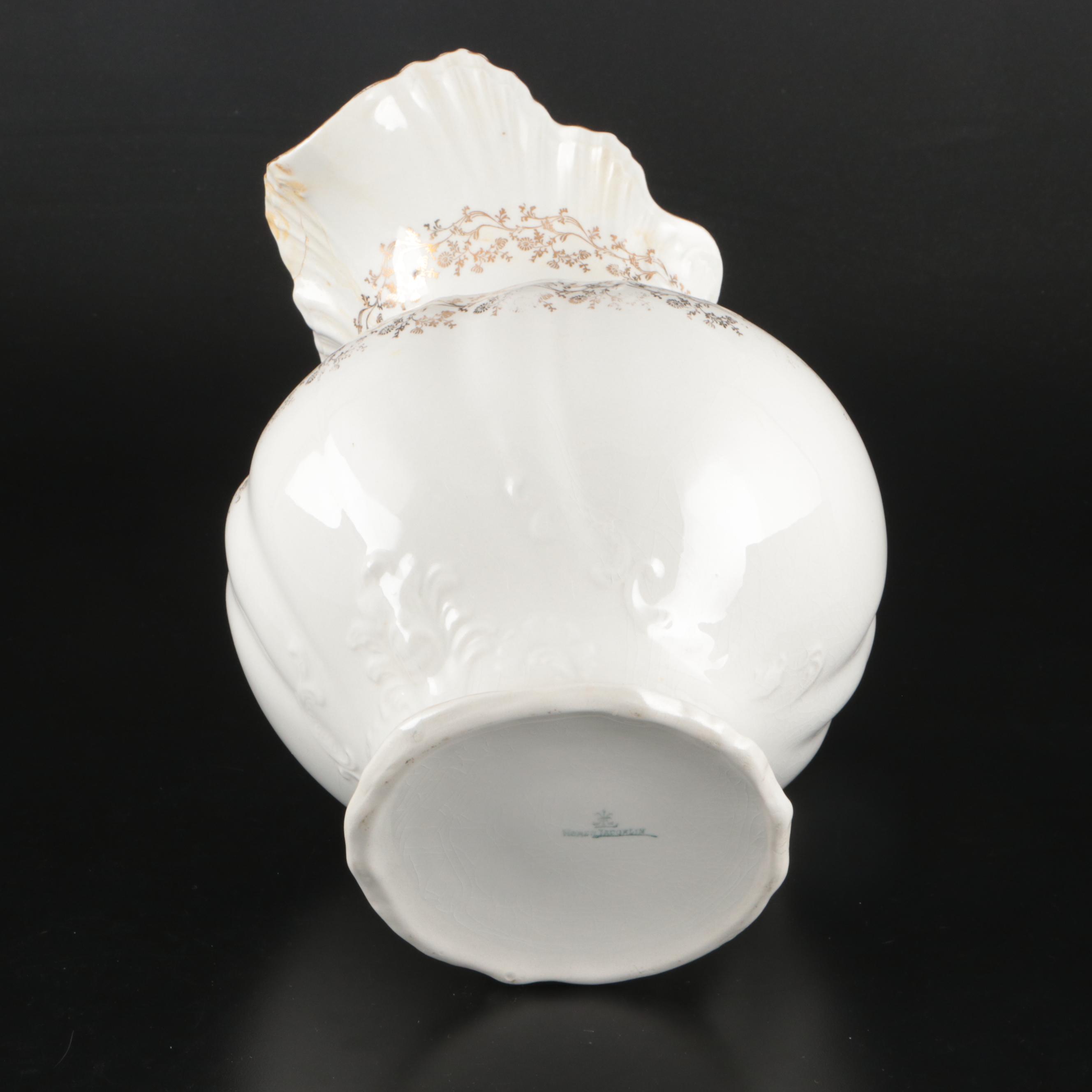 Homer Laughlin Gilt Ceramic Pitcher and Basin