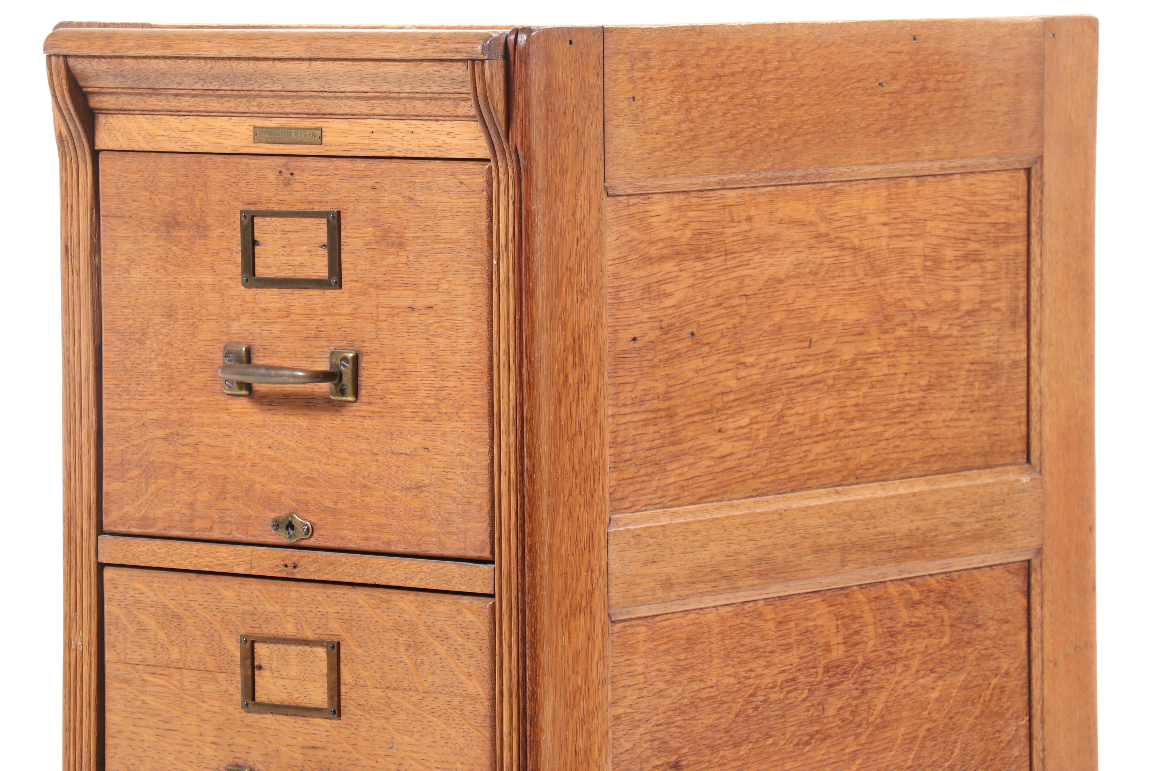 Yawman & Erbe Mfg. Co. Quartersawn Oak Four-Drawer File Cabinet, Early 20th C.