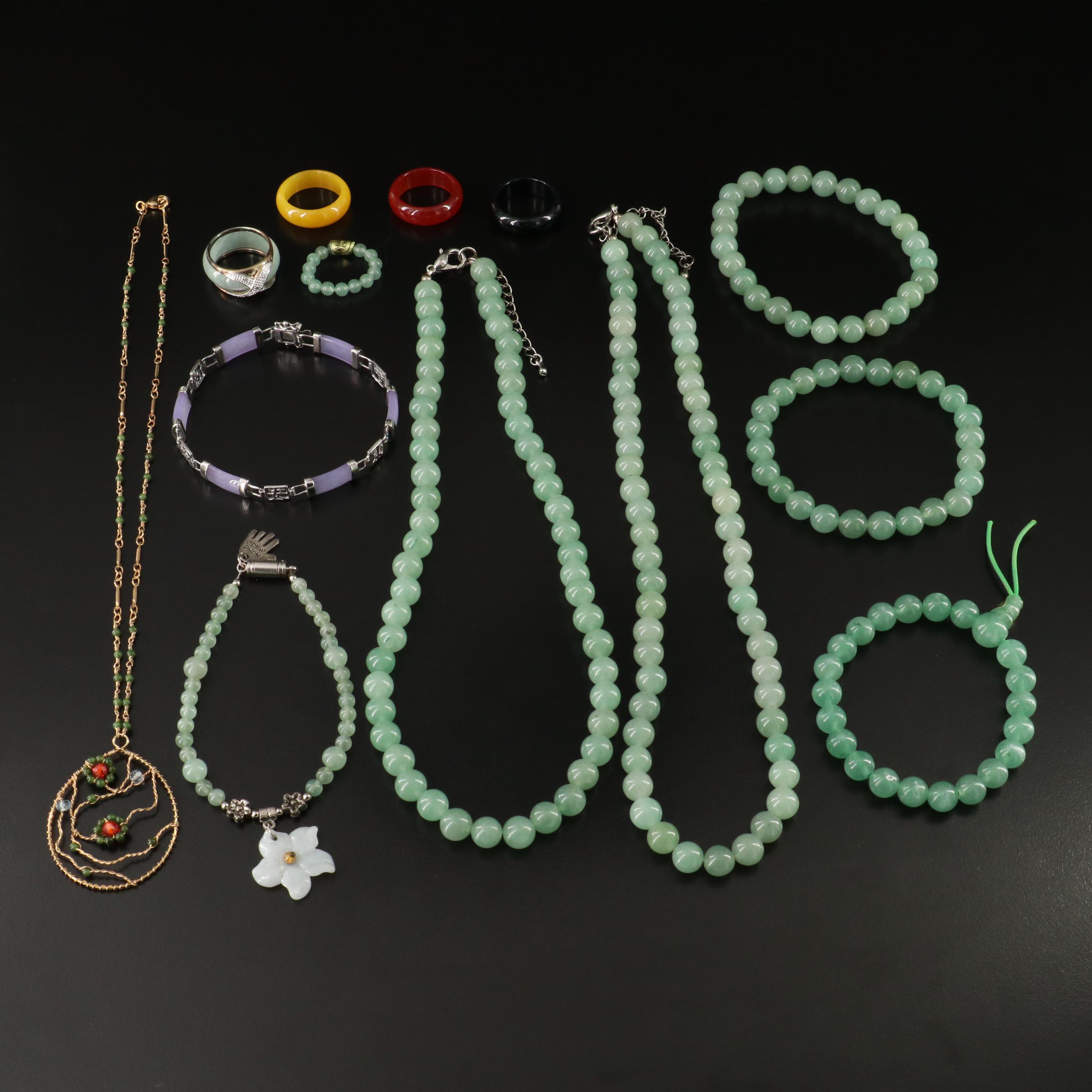 Asian Inspired Jewelry Collection with Sterling, Aventurine and Jadeite