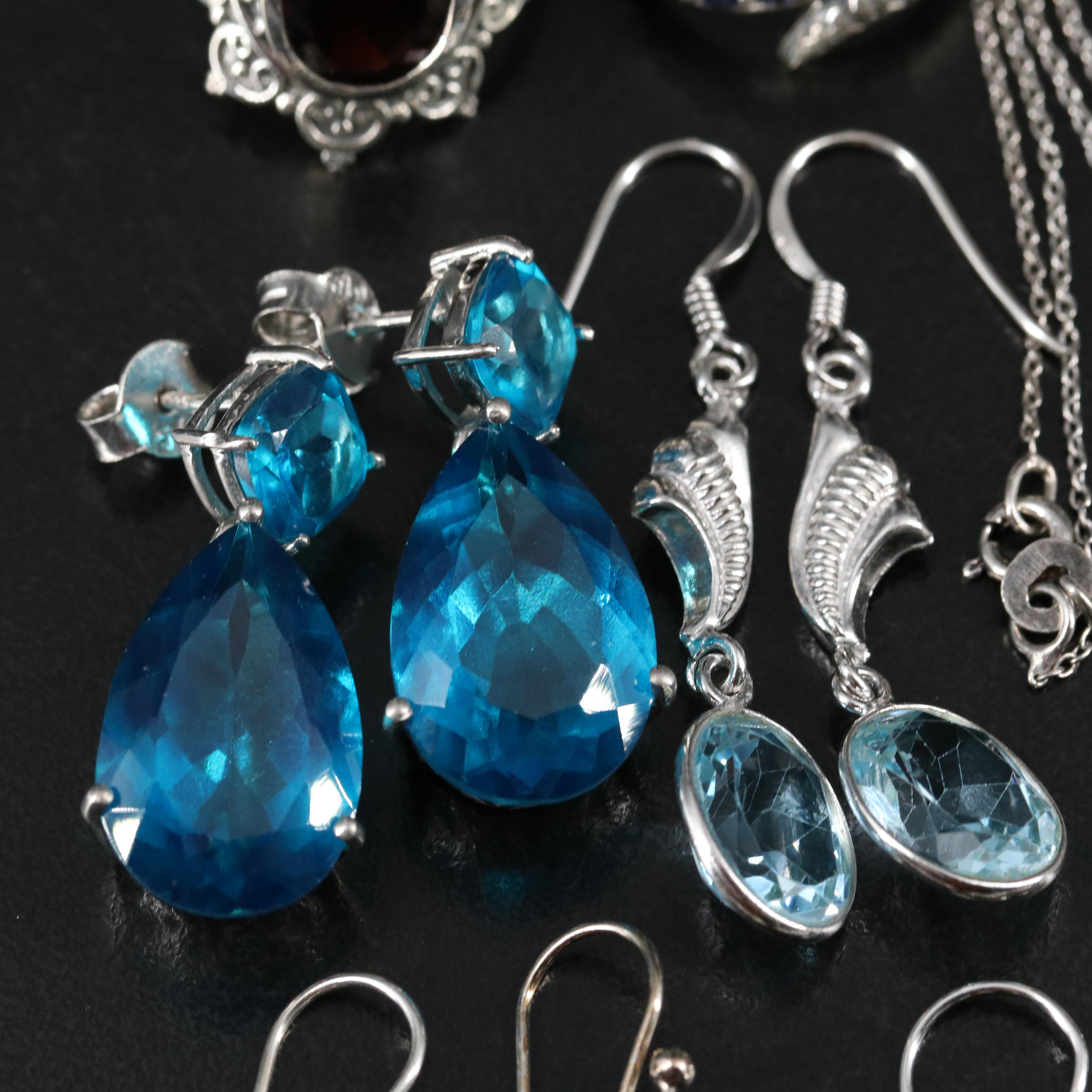 14 Assorted Sterling Silver Rings, Necklaces, and Earrings