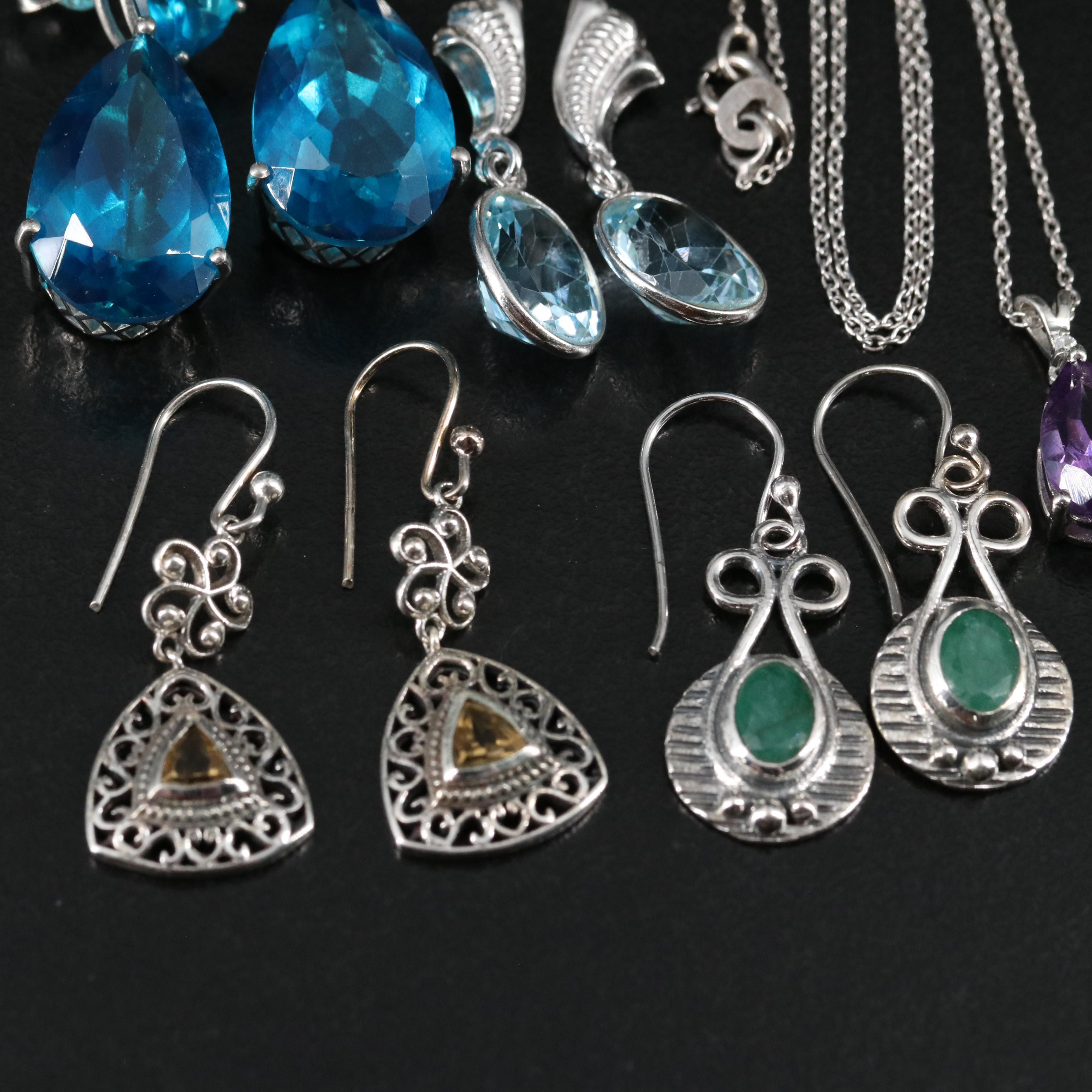 14 Assorted Sterling Silver Rings, Necklaces, and Earrings