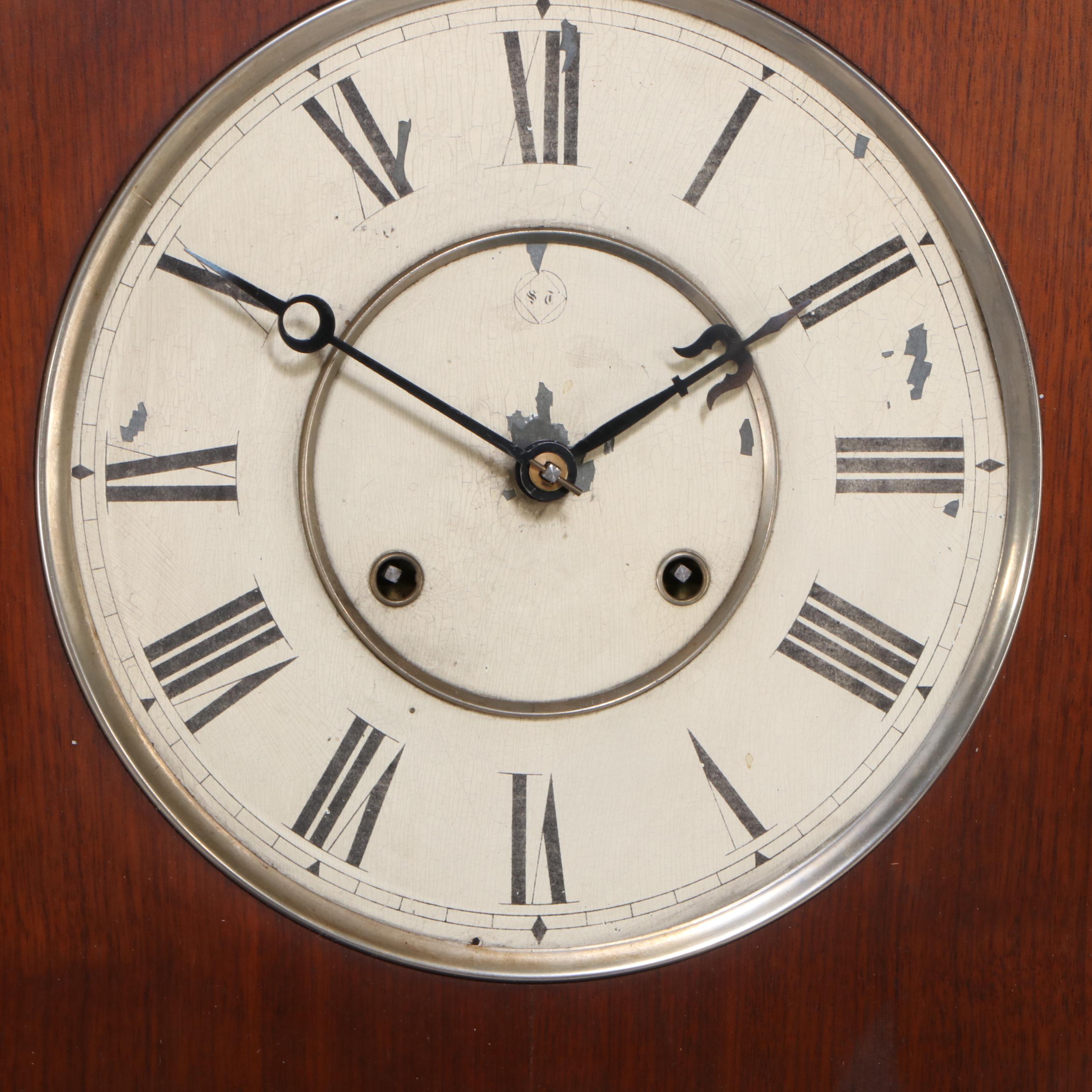 Seth Thomas "Flora" Walnut Double Weight Driven Wall Clock, Antique