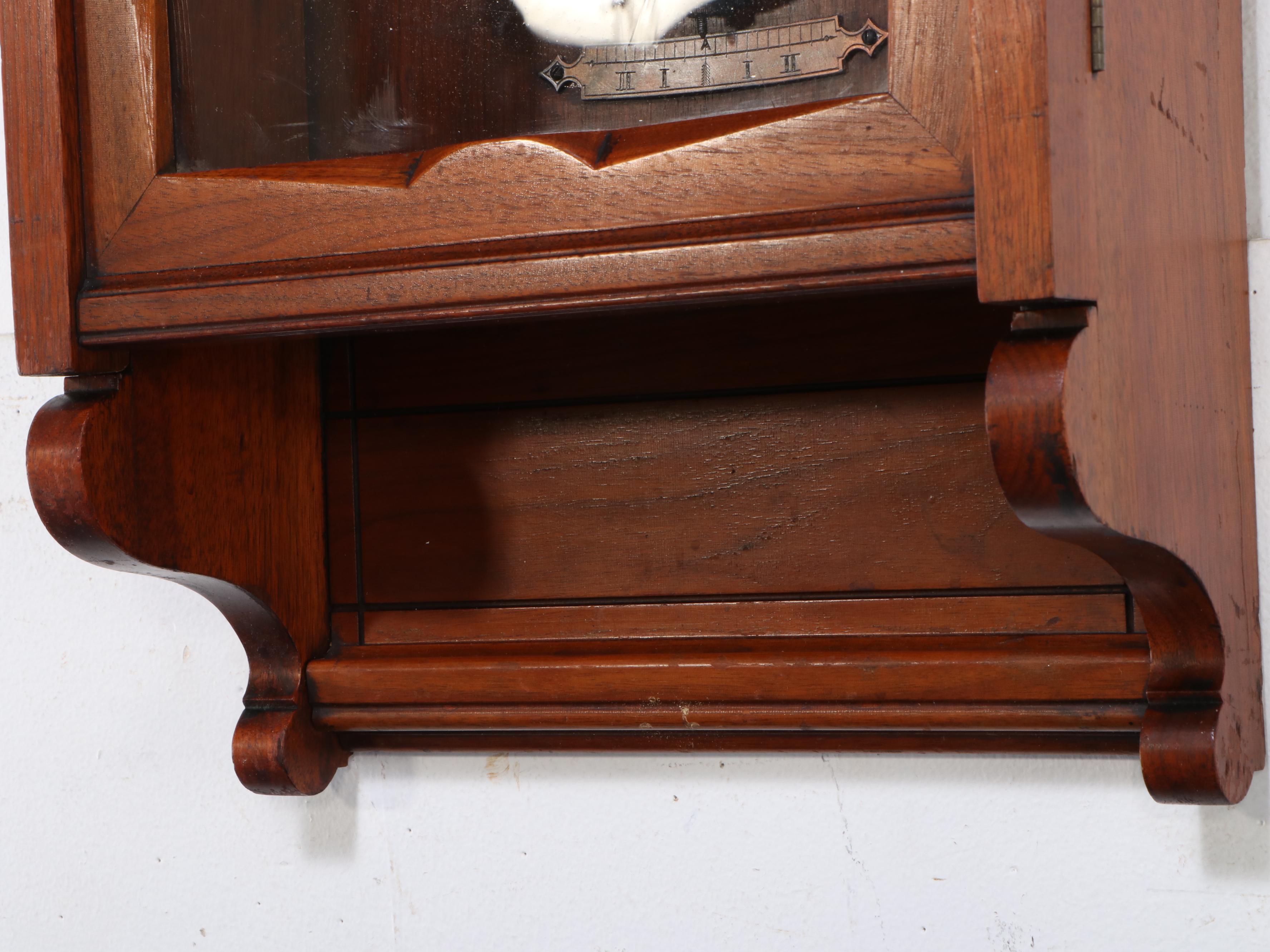 Seth Thomas "Flora" Walnut Double Weight Driven Wall Clock, Antique