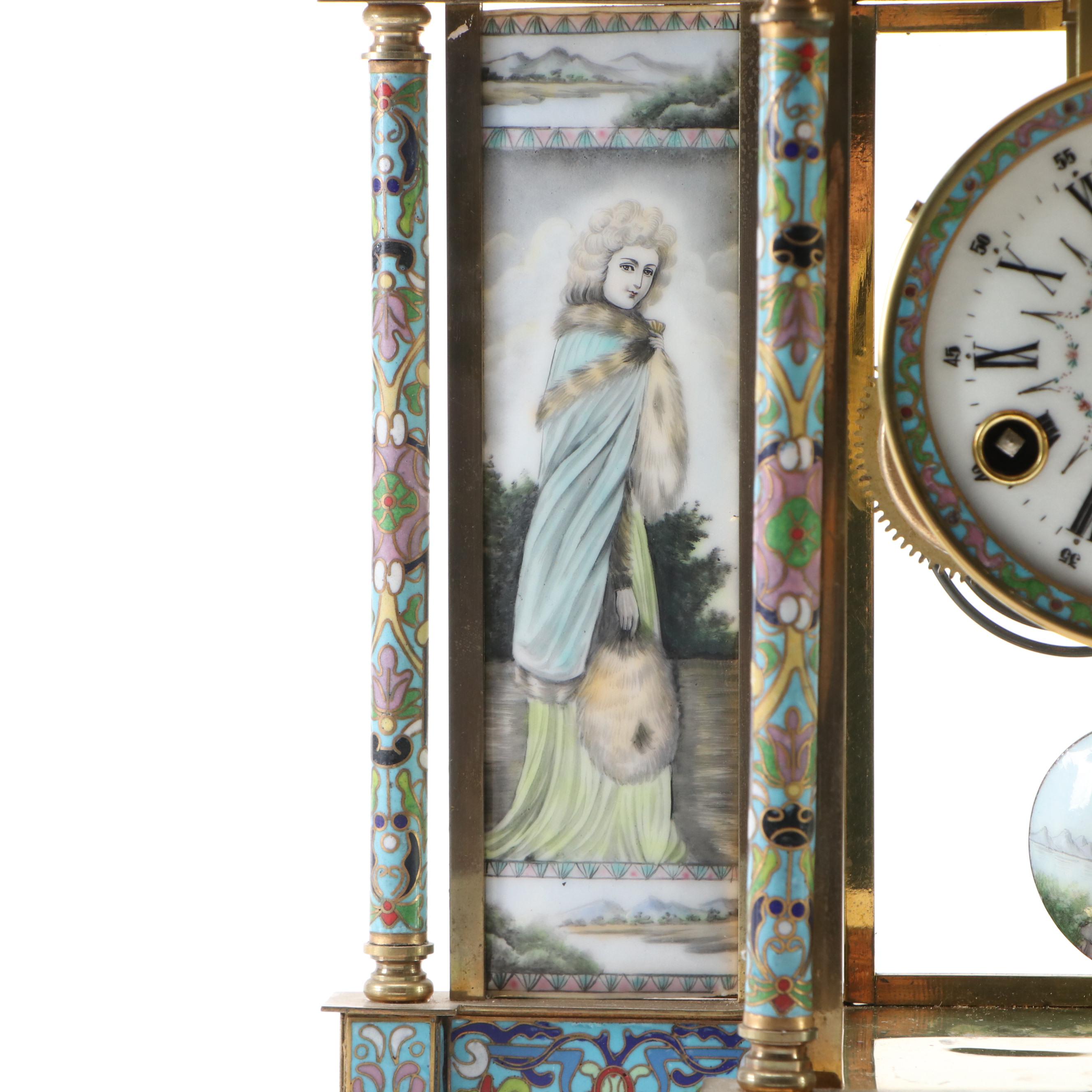 Chinese French Style Cloisonné and Enamel Mantel Clock