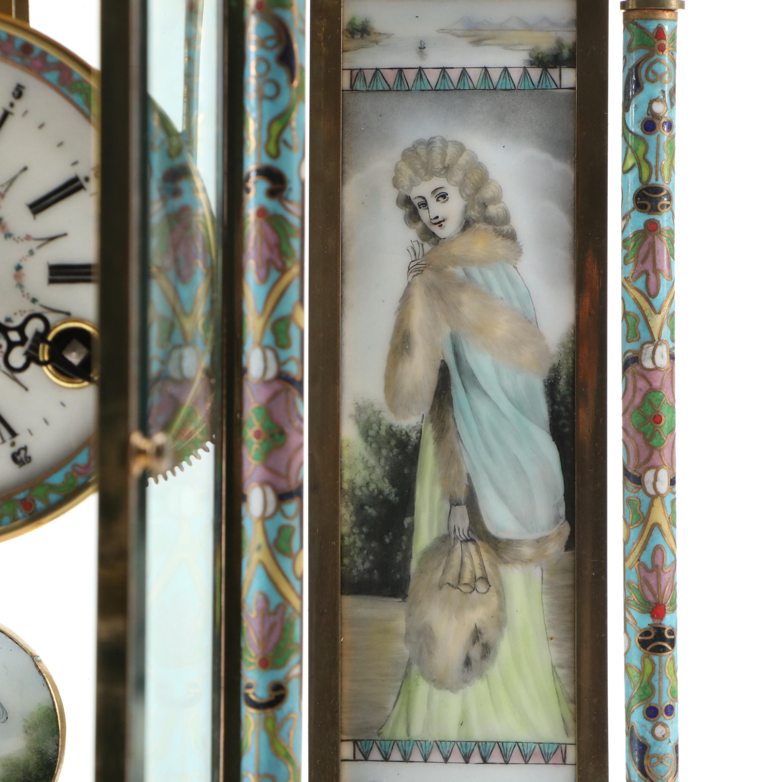 Chinese French Style Cloisonné and Enamel Mantel Clock