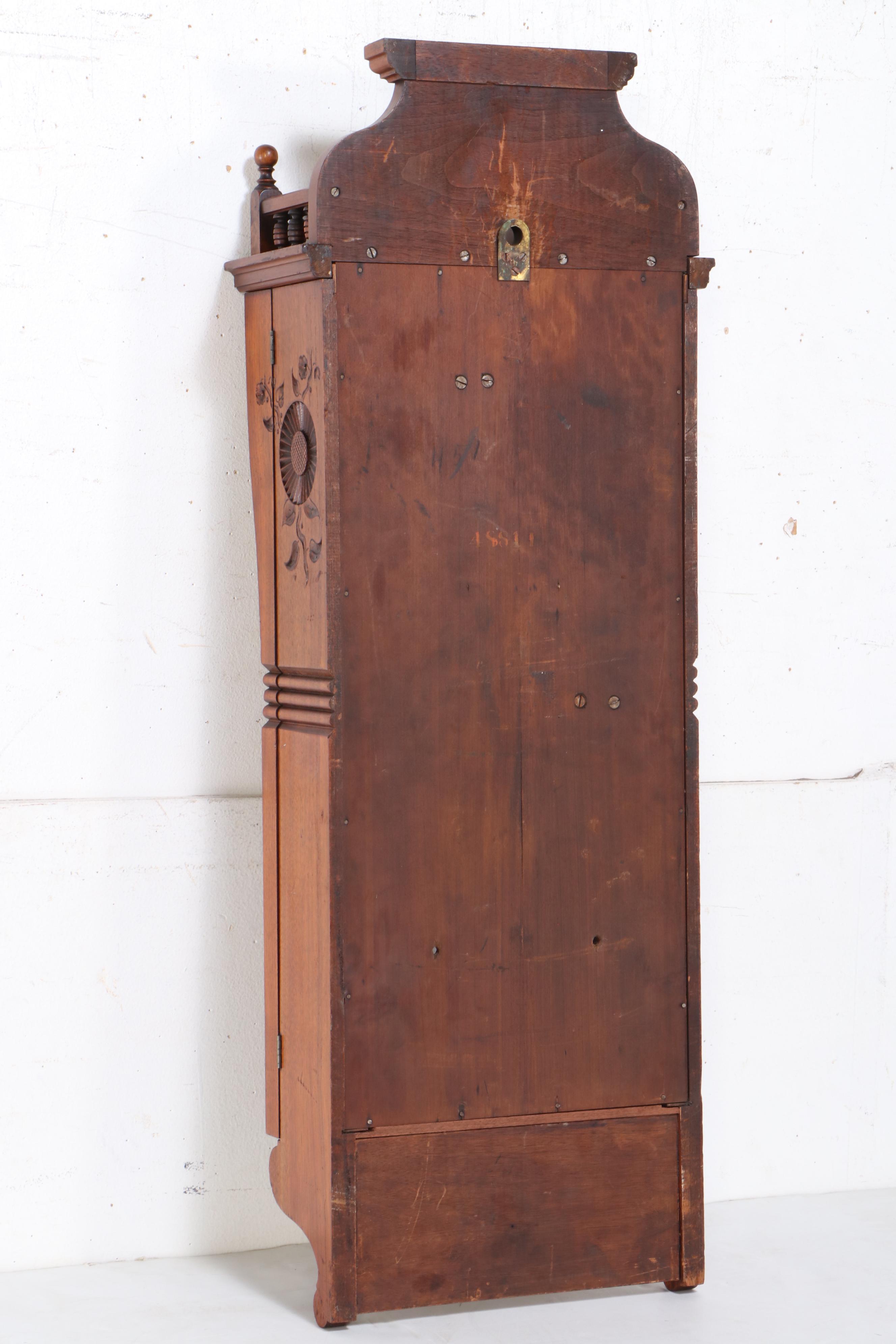 Seth Thomas "Flora" Walnut Double Weight Driven Wall Clock, Antique