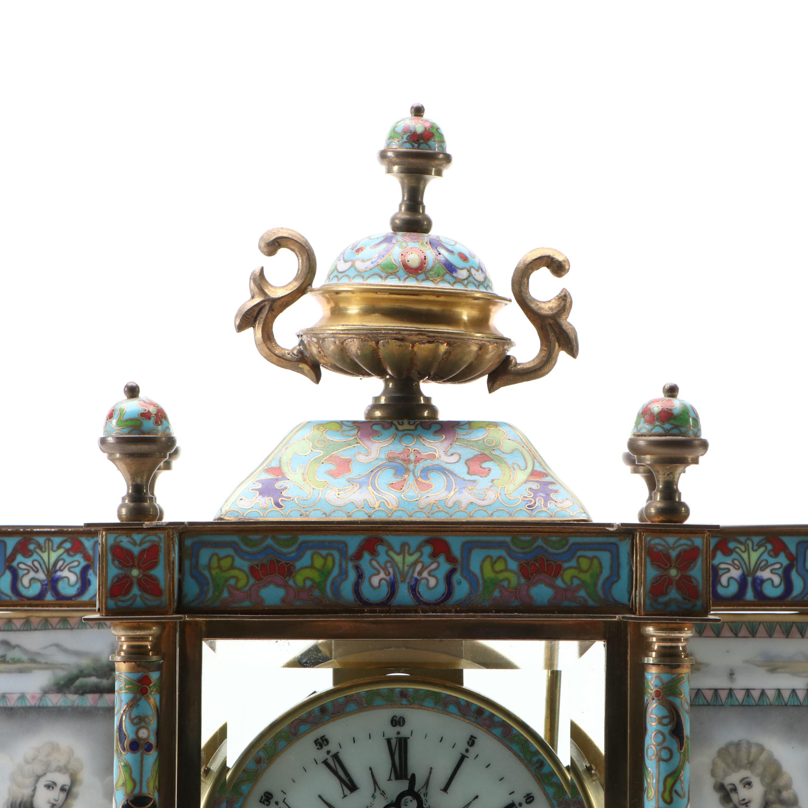 Chinese French Style Cloisonné and Enamel Mantel Clock