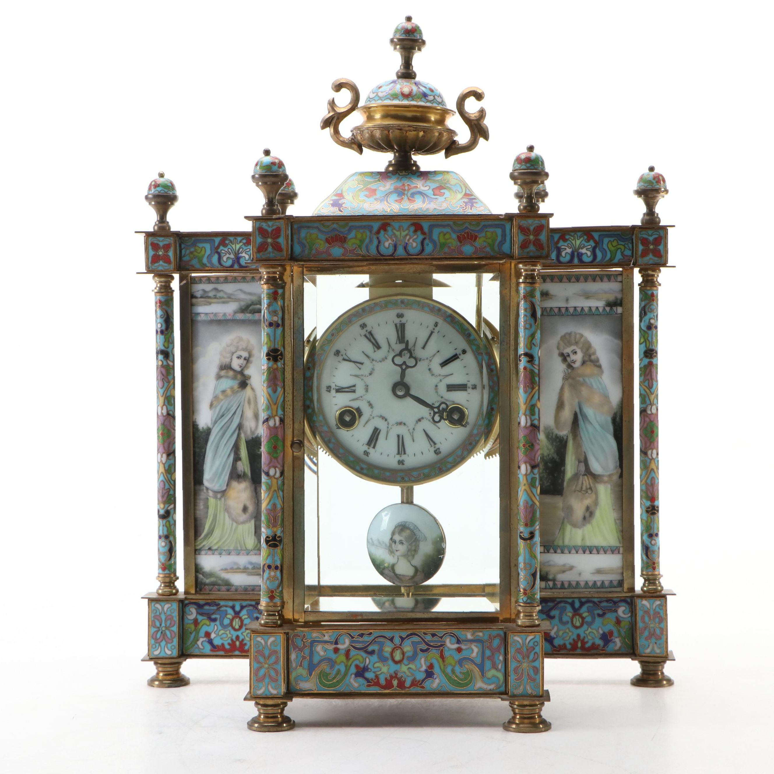 Chinese French Style Cloisonné and Enamel Mantel Clock
