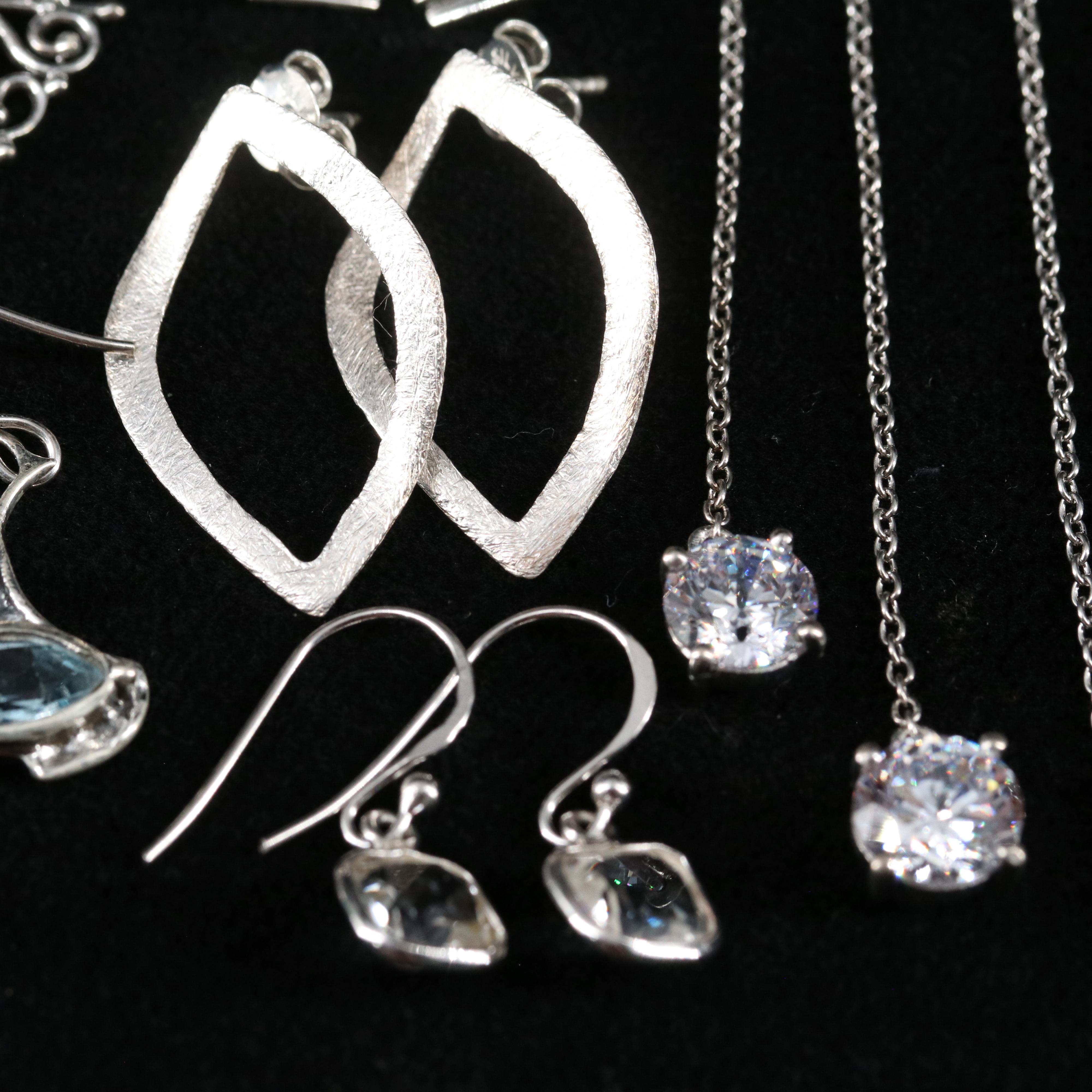 14 Assorted Sterling Silver Rings, Necklaces, and Earrings