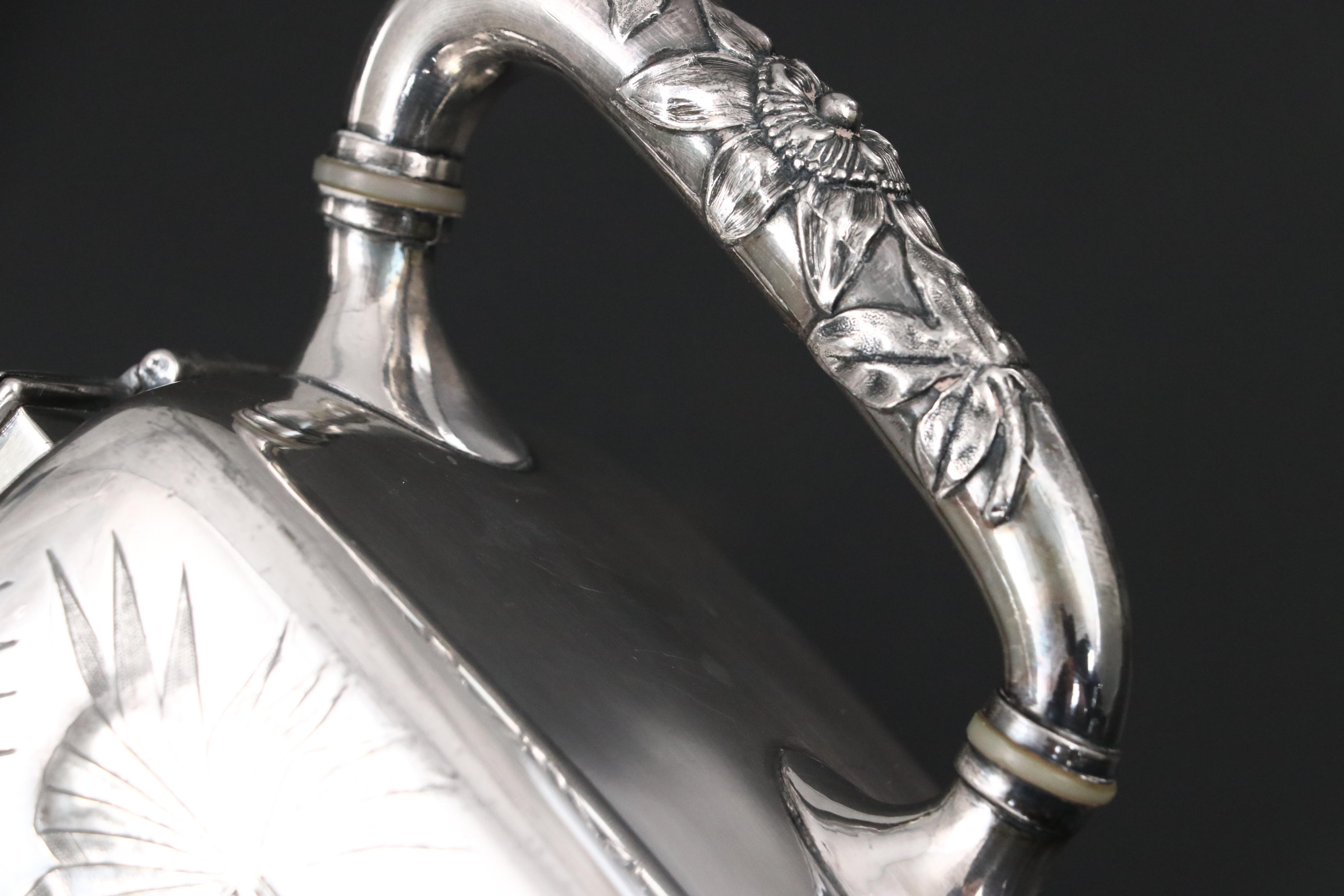 Meriden Britannia Company Aesthetic Movement Silver Plate Tea Set, Late 19th C.