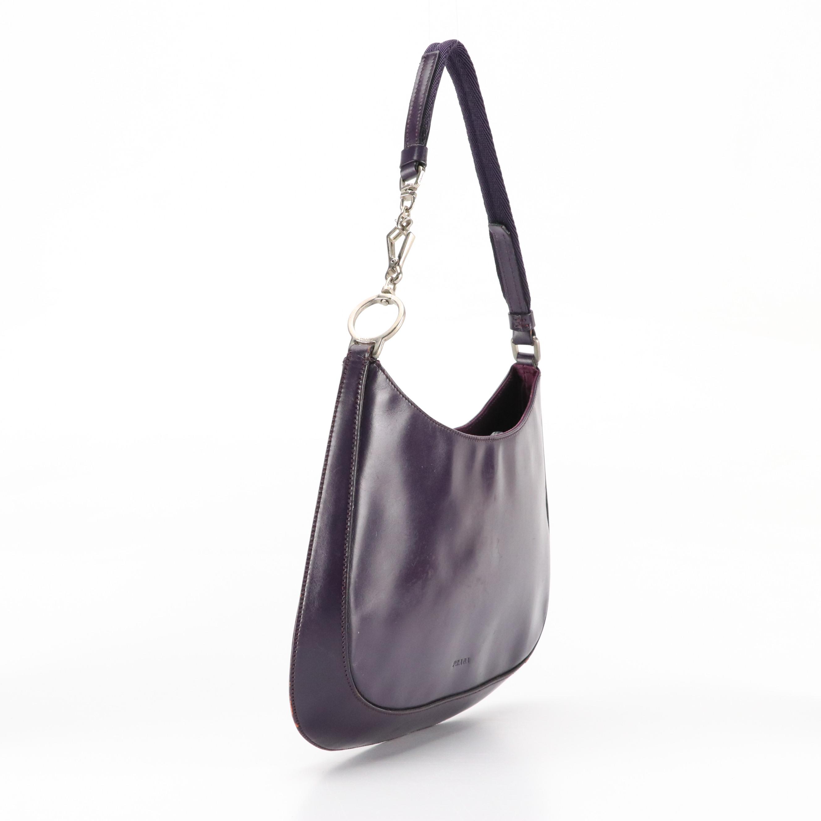 Prada Hobo Shoulder Bag in Dark Purple Leather