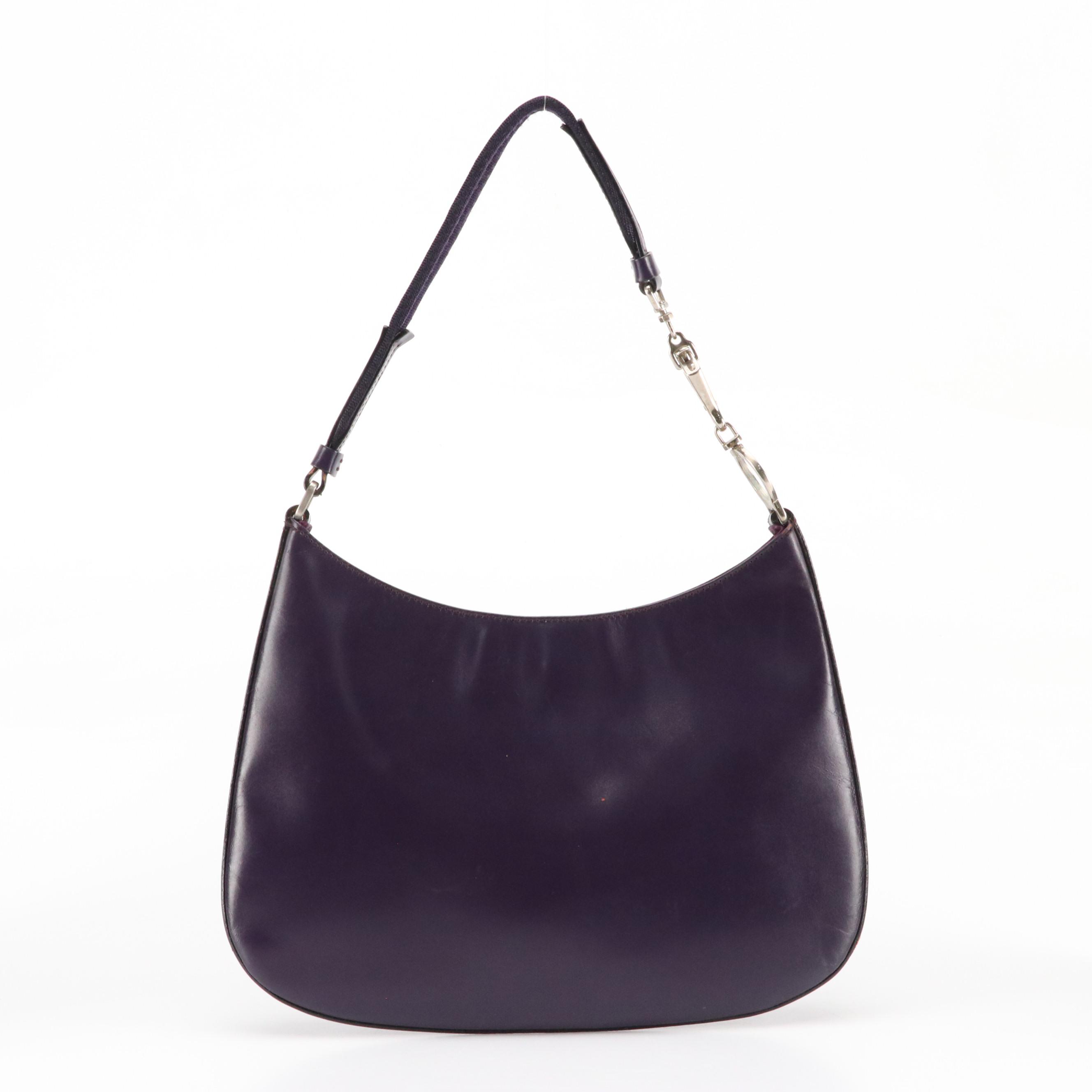 Prada Hobo Shoulder Bag in Dark Purple Leather