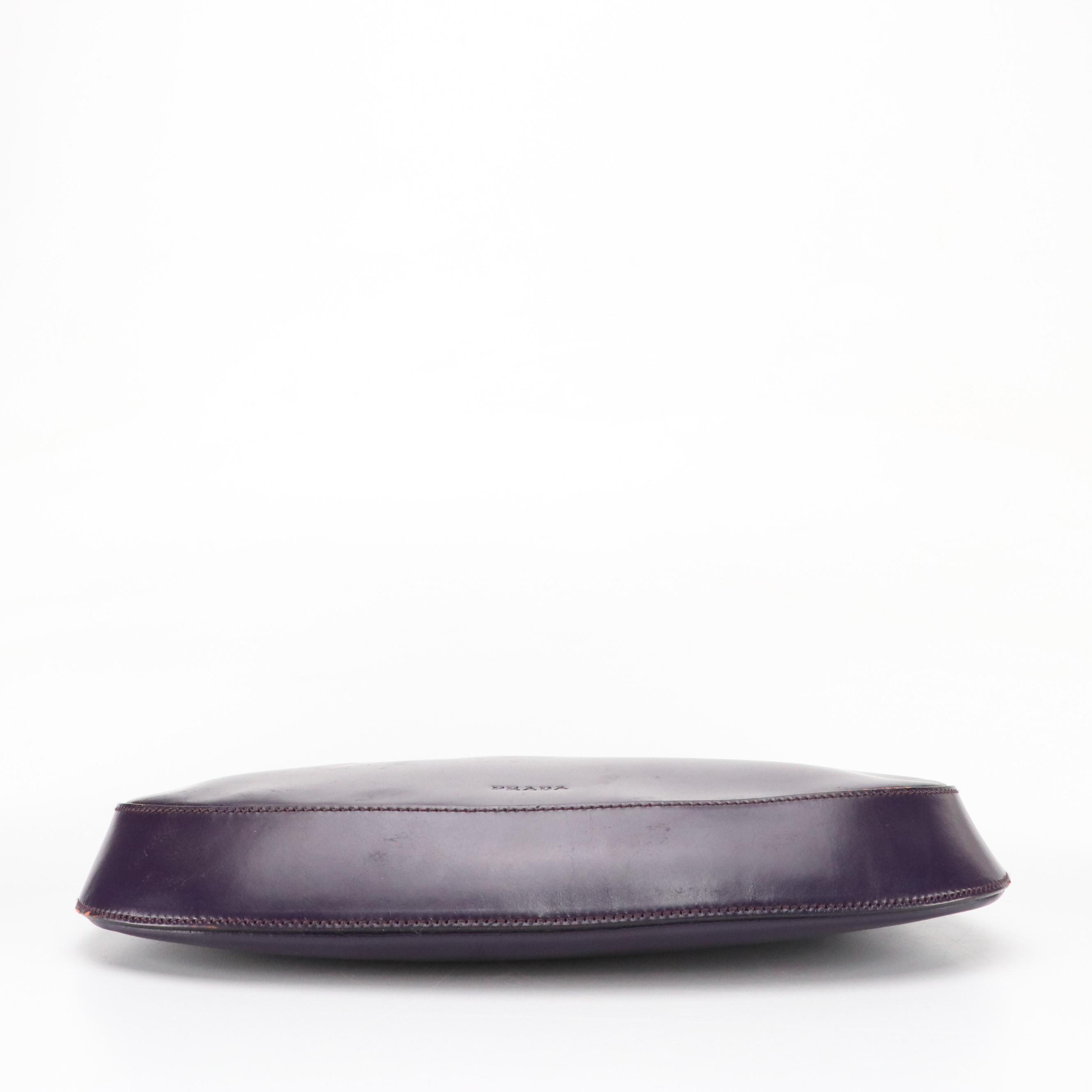 Prada Hobo Shoulder Bag in Dark Purple Leather