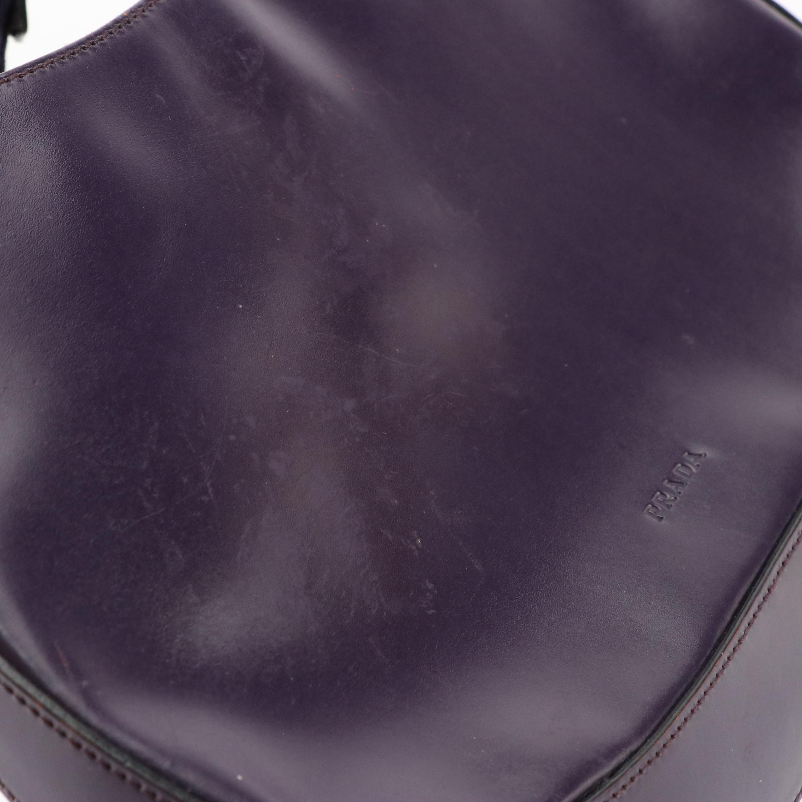 Prada Hobo Shoulder Bag in Dark Purple Leather