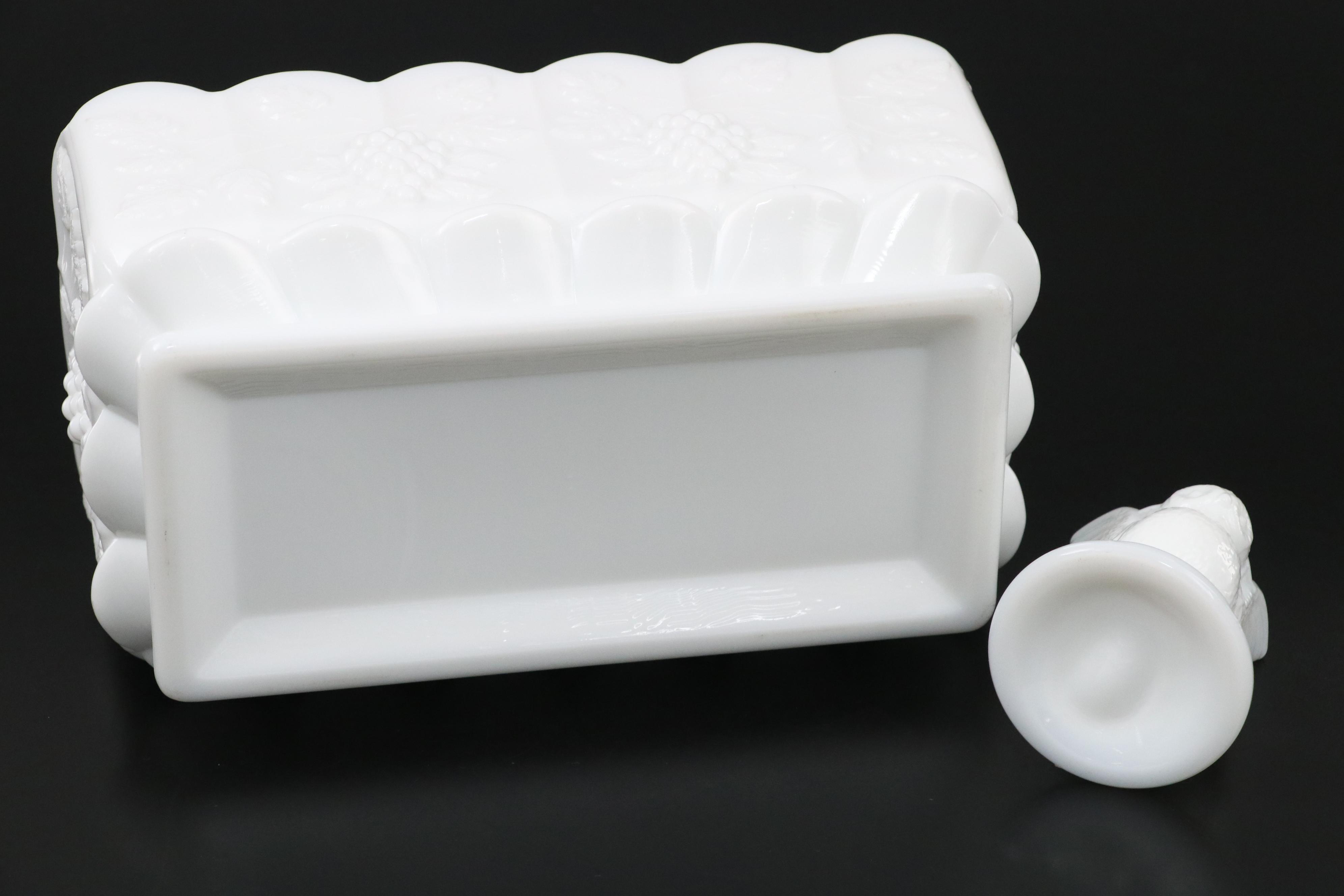 Westmoreland Glass Milk Paneled Glass Candy Dishes, Planter and Candlestick