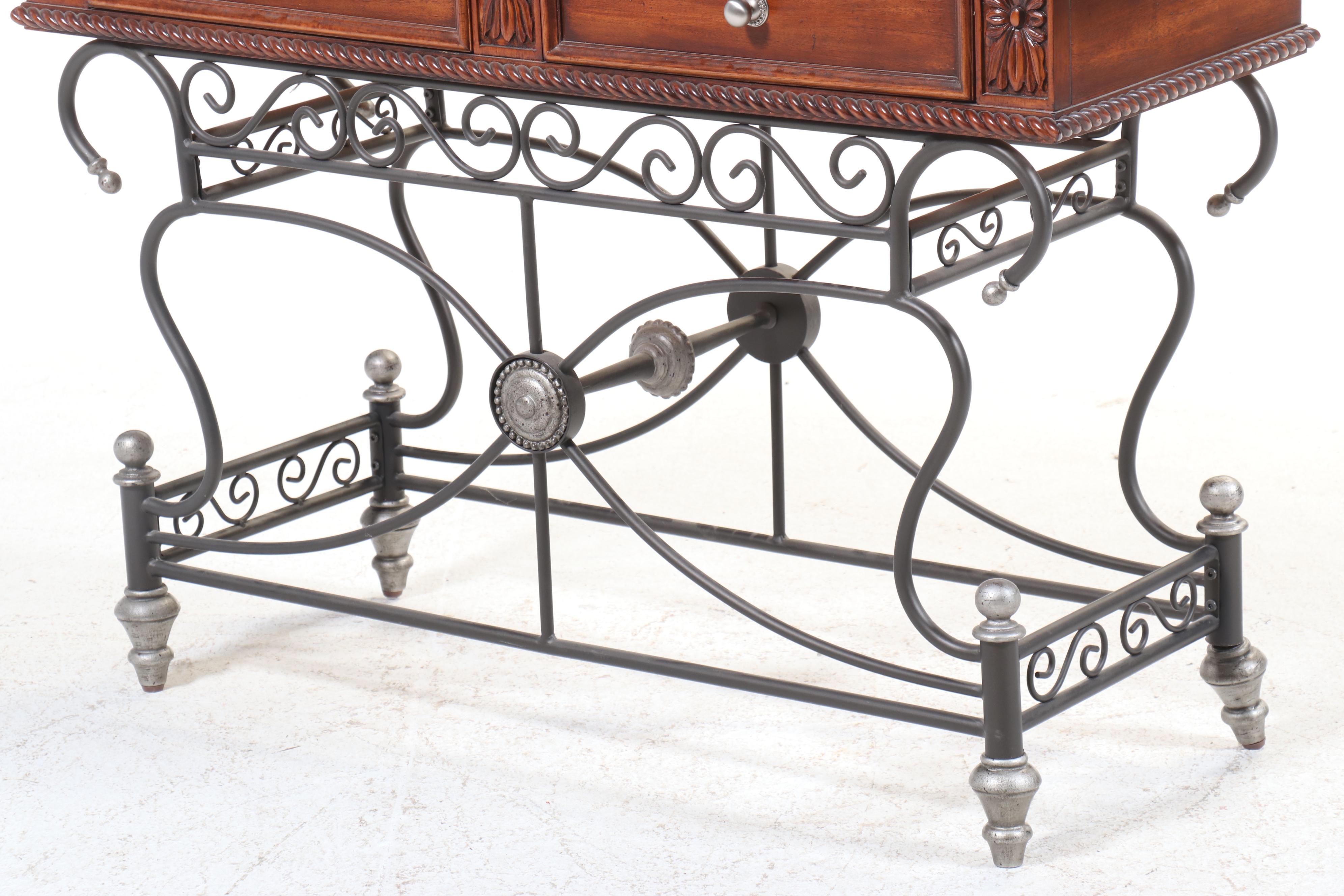 Lexington "Liz Claiborne" Louis XVI Style Mahogany, Iron, & Granite Sofa Table