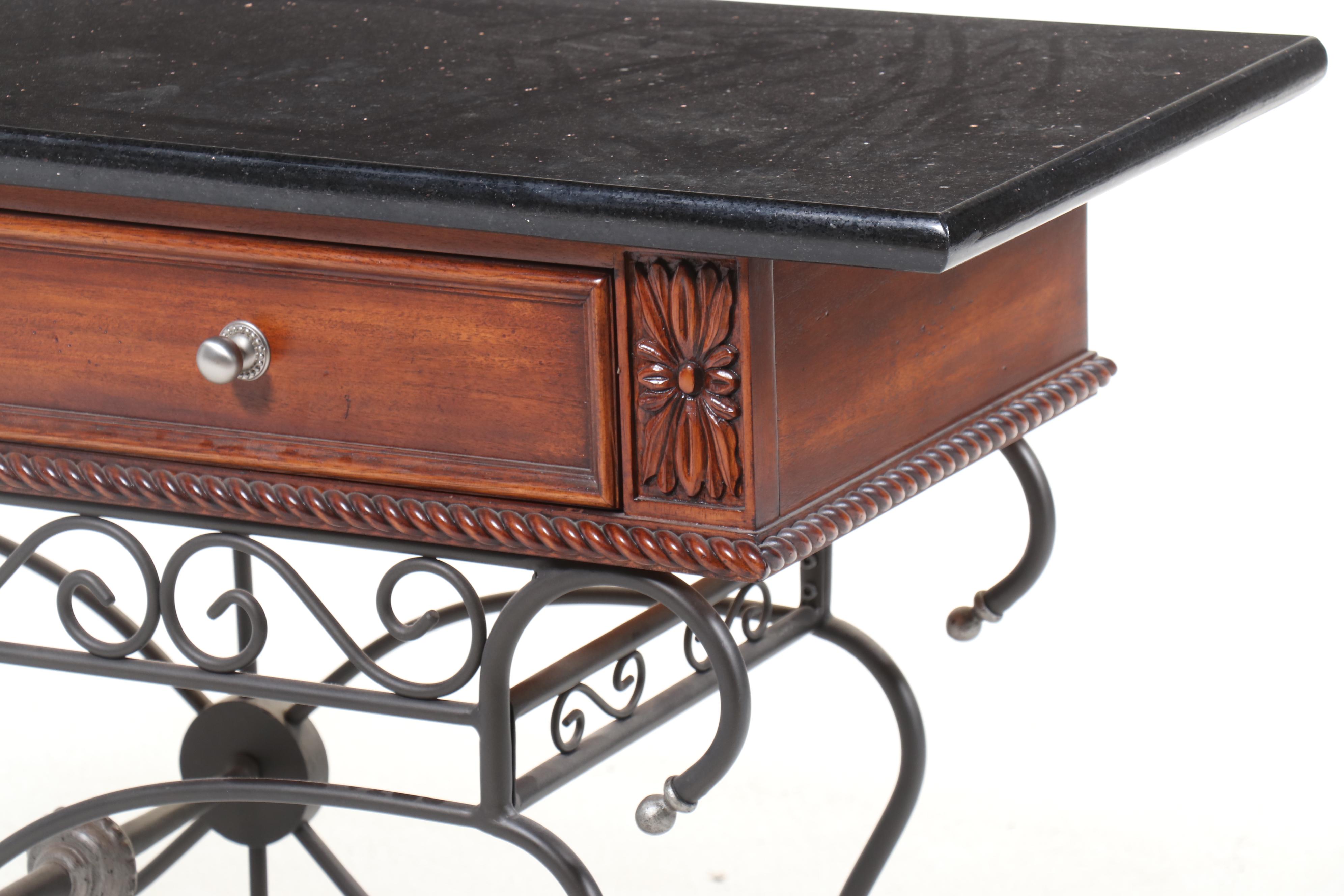 Lexington "Liz Claiborne" Louis XVI Style Mahogany, Iron, & Granite Sofa Table