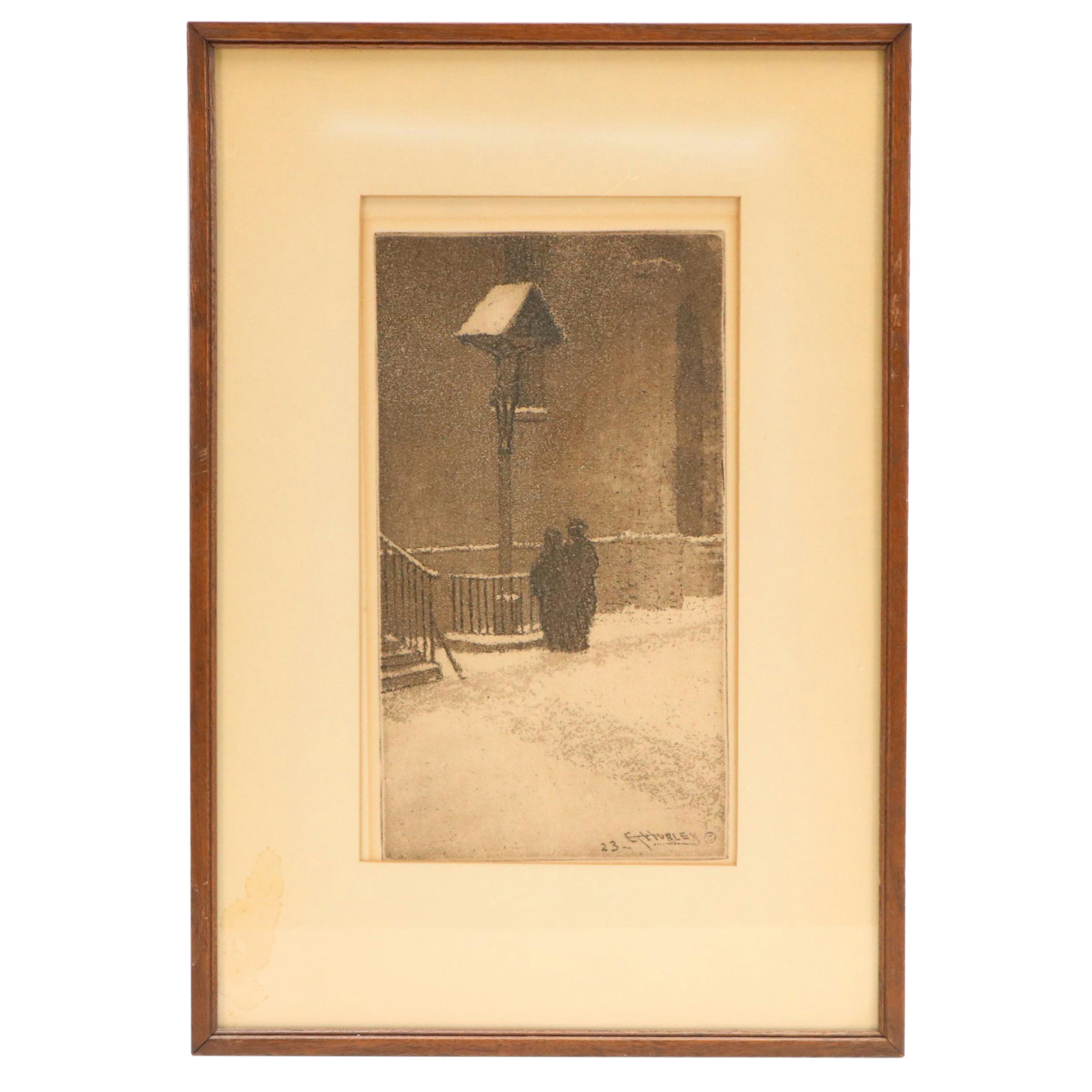 Edward Timothy Hurley Etching "Holy Cross Immaculata Church, Mt. Adams," 1923