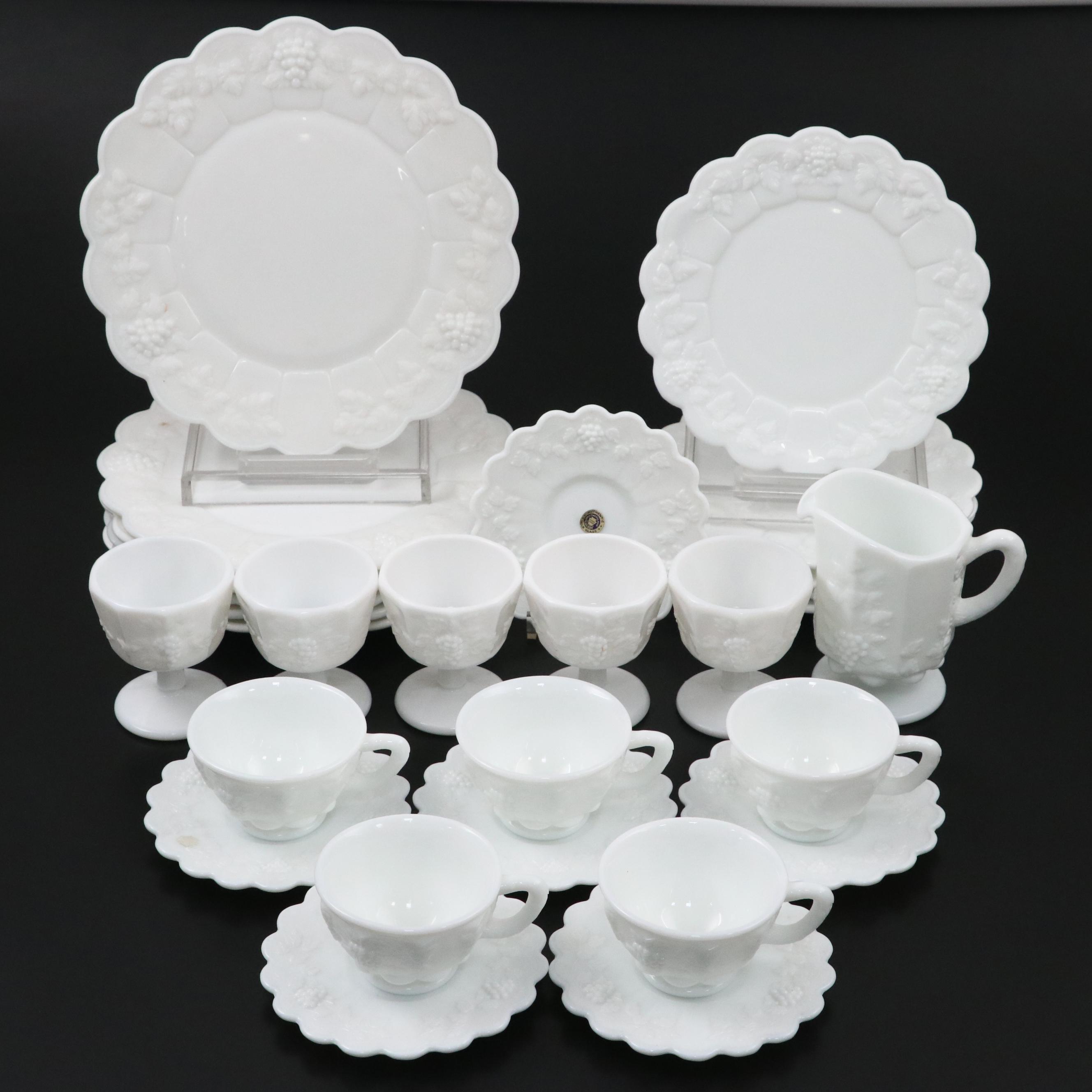 Westmoreland Glass Paneled Grape Milk Glass Dinnerware and Accessories