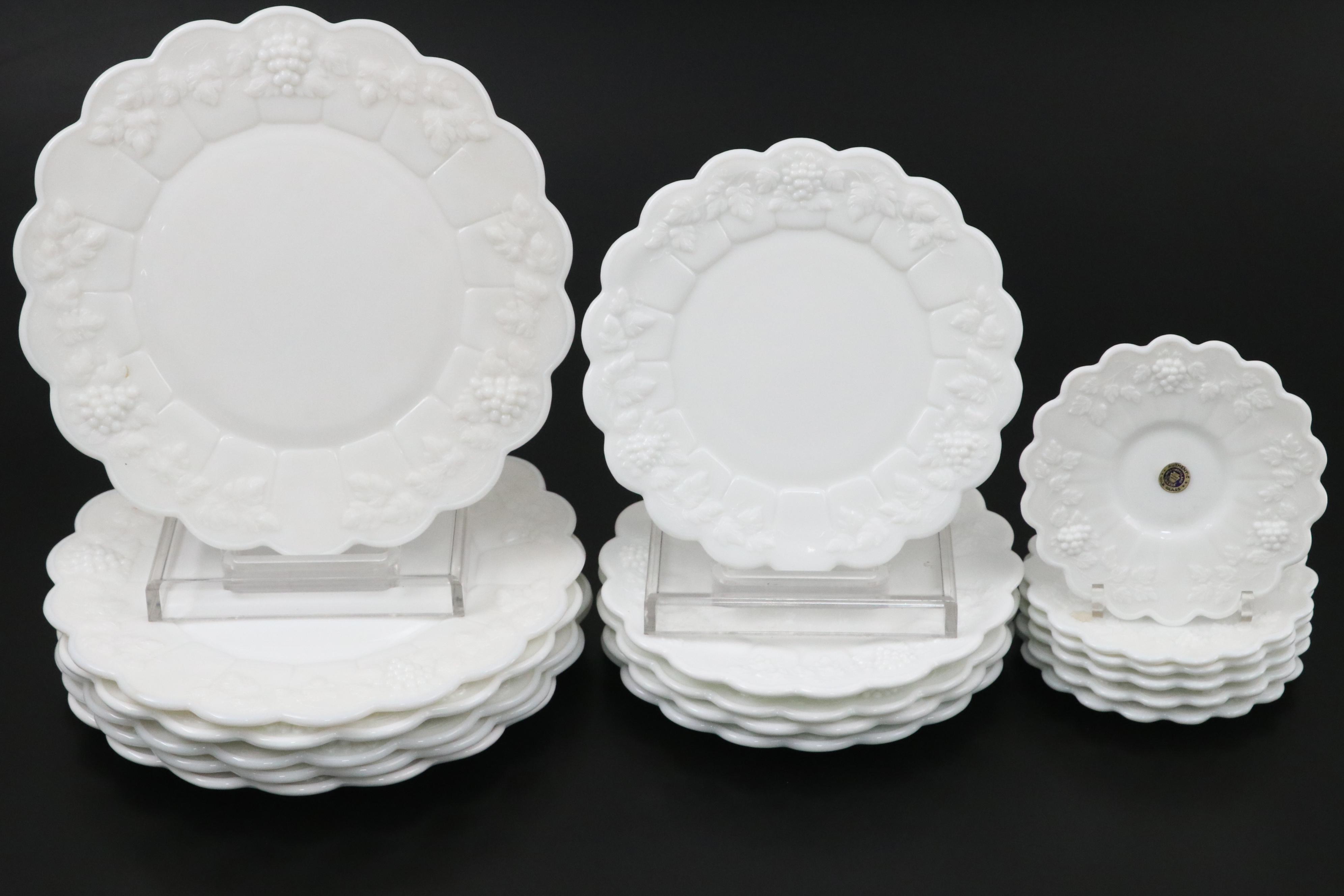 Westmoreland Glass Paneled Grape Milk Glass Dinnerware and Accessories