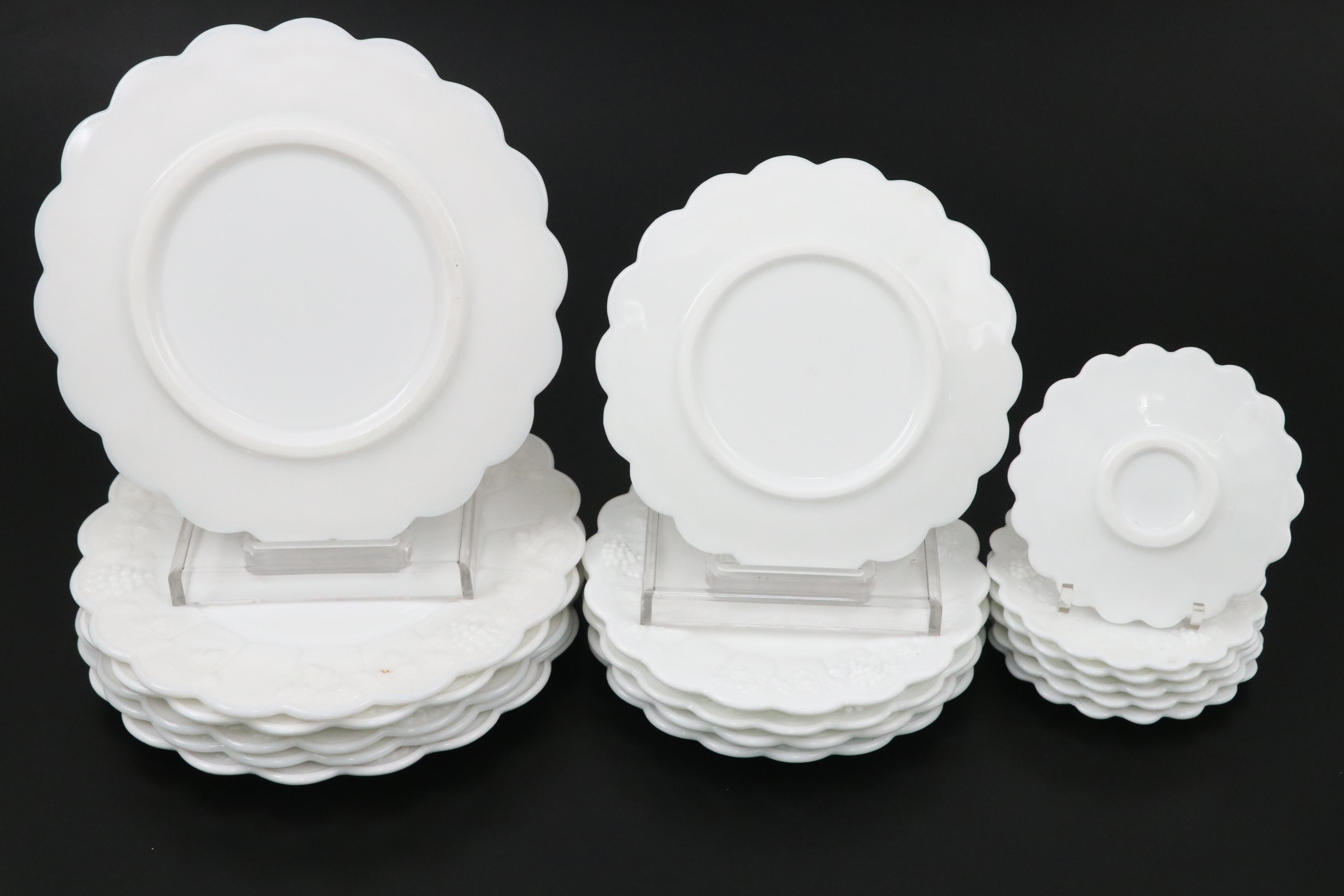 Westmoreland Glass Paneled Grape Milk Glass Dinnerware and Accessories