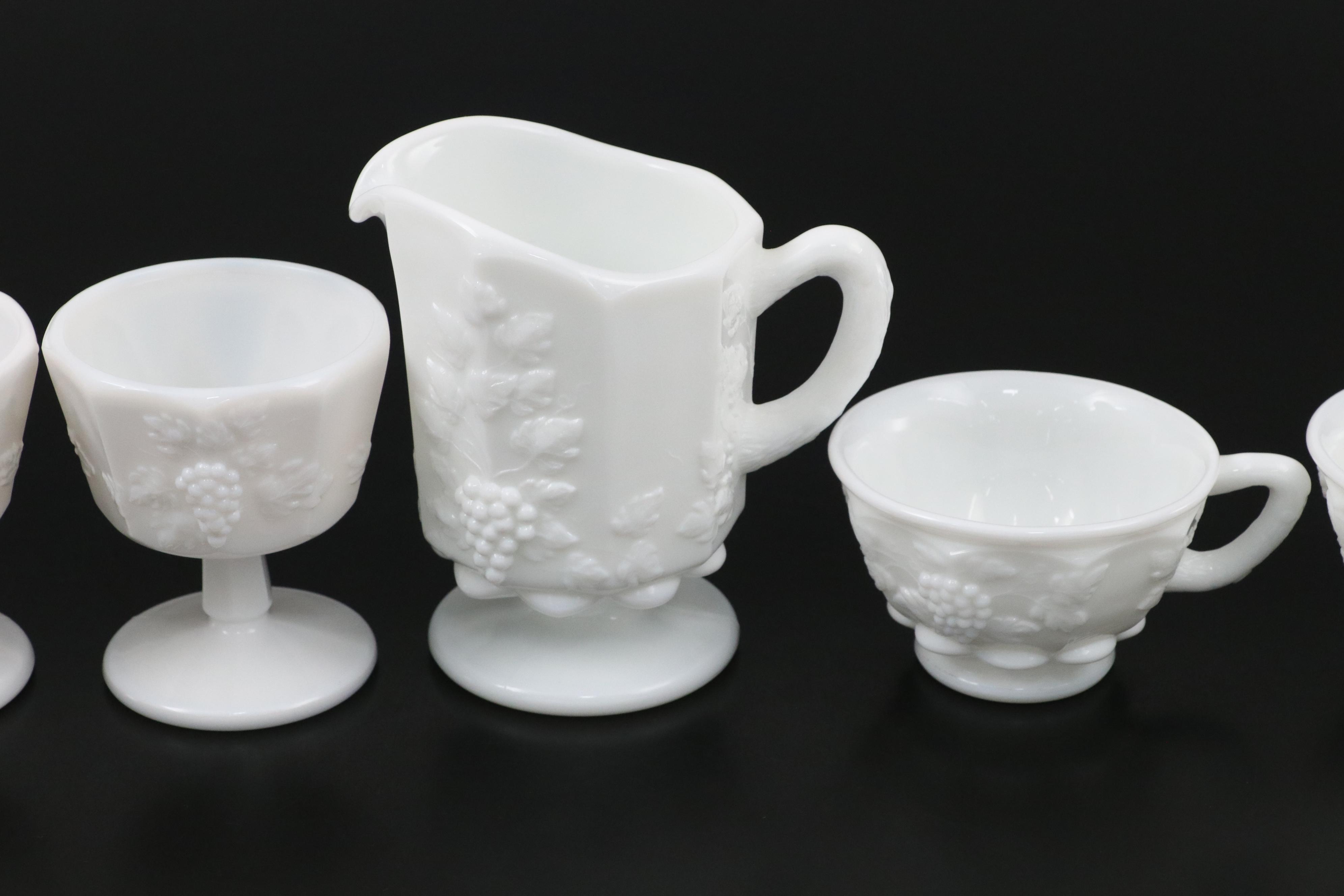 Westmoreland Glass Paneled Grape Milk Glass Dinnerware and Accessories