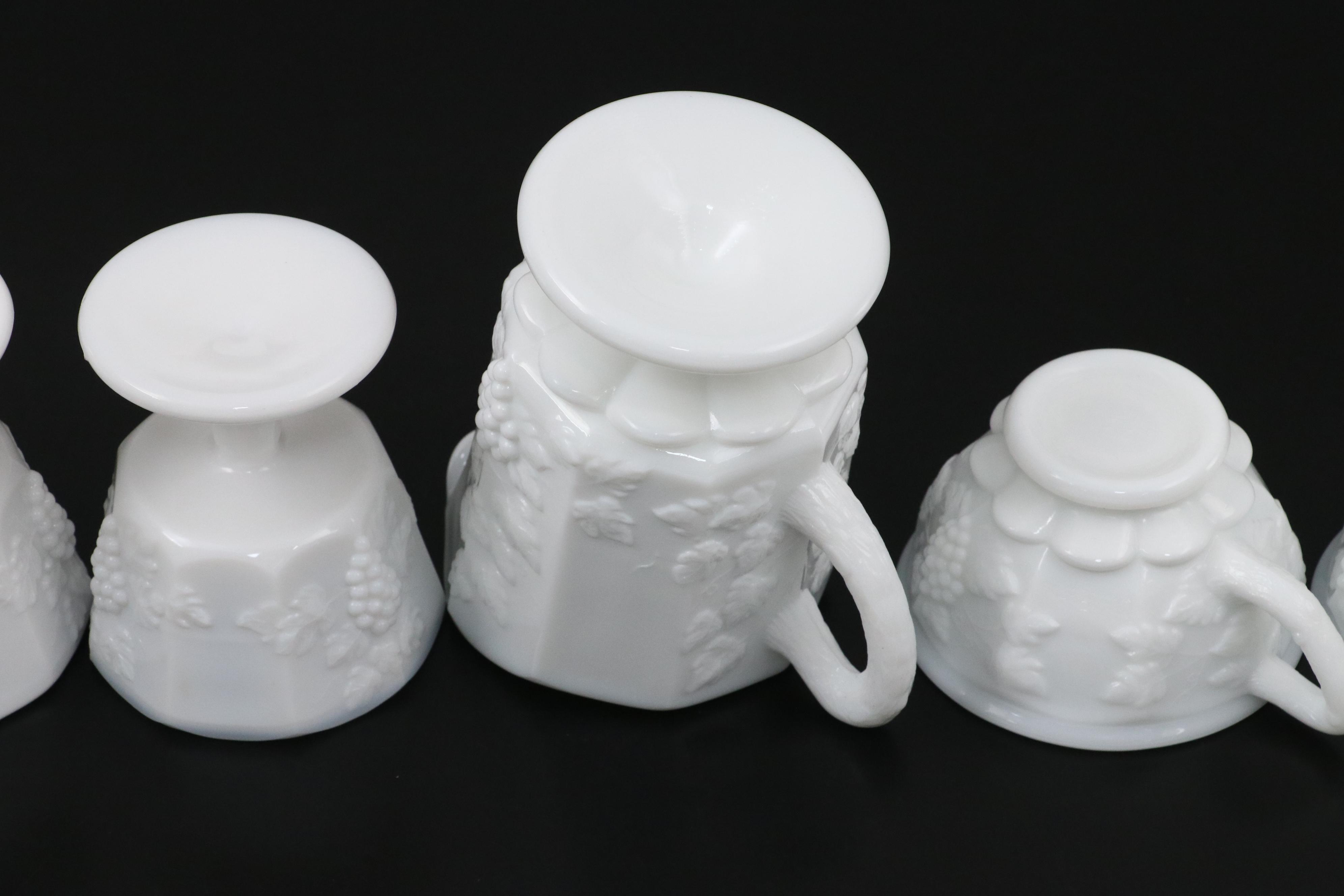 Westmoreland Glass Paneled Grape Milk Glass Dinnerware and Accessories