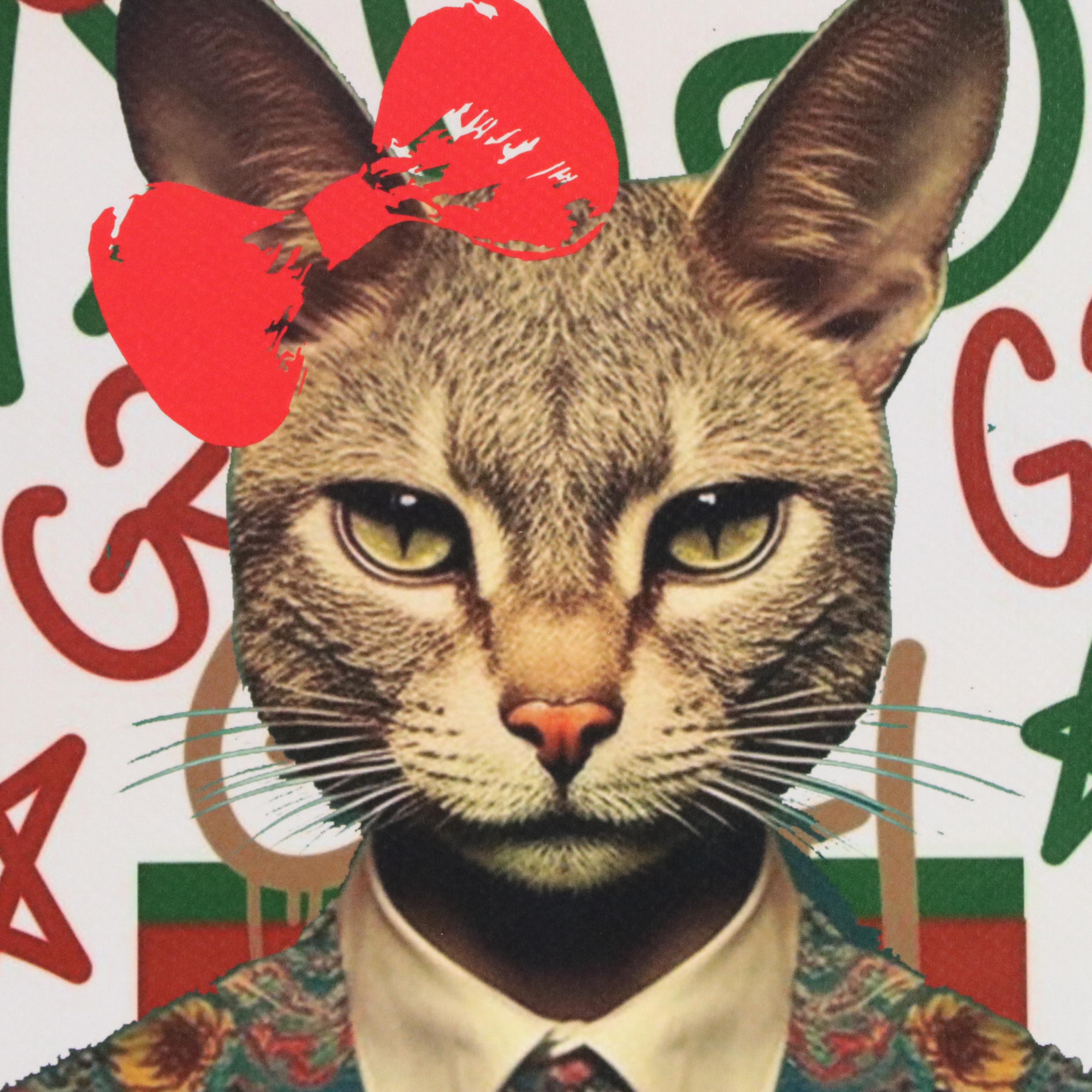 Death NYC Pop Art Digital Graphic Print Featuring Gucci Cat x Graffiti, 2024