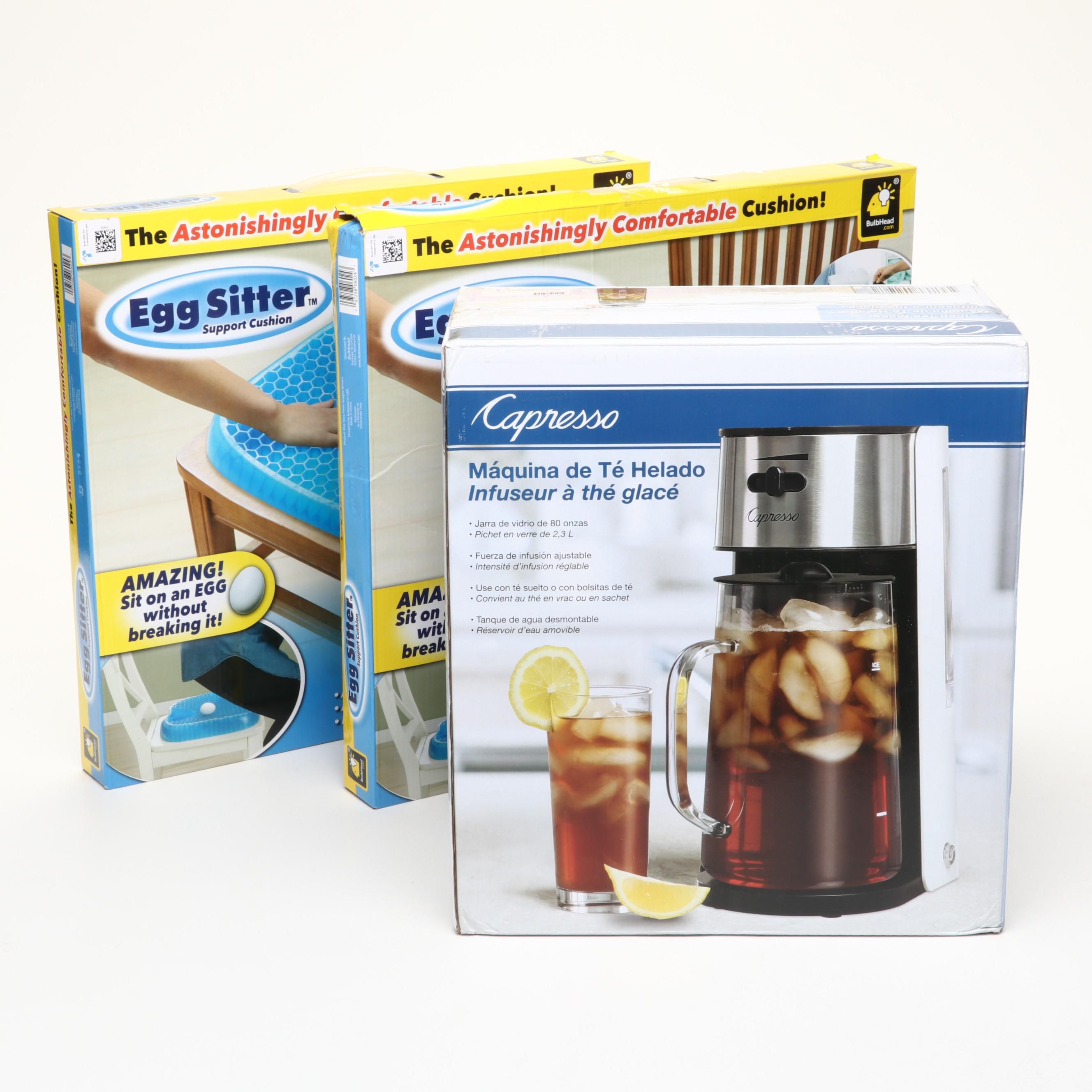 BulbHead Egg Sitter Elasta-Core Support Cushions with Capresso Iced Tea Maker